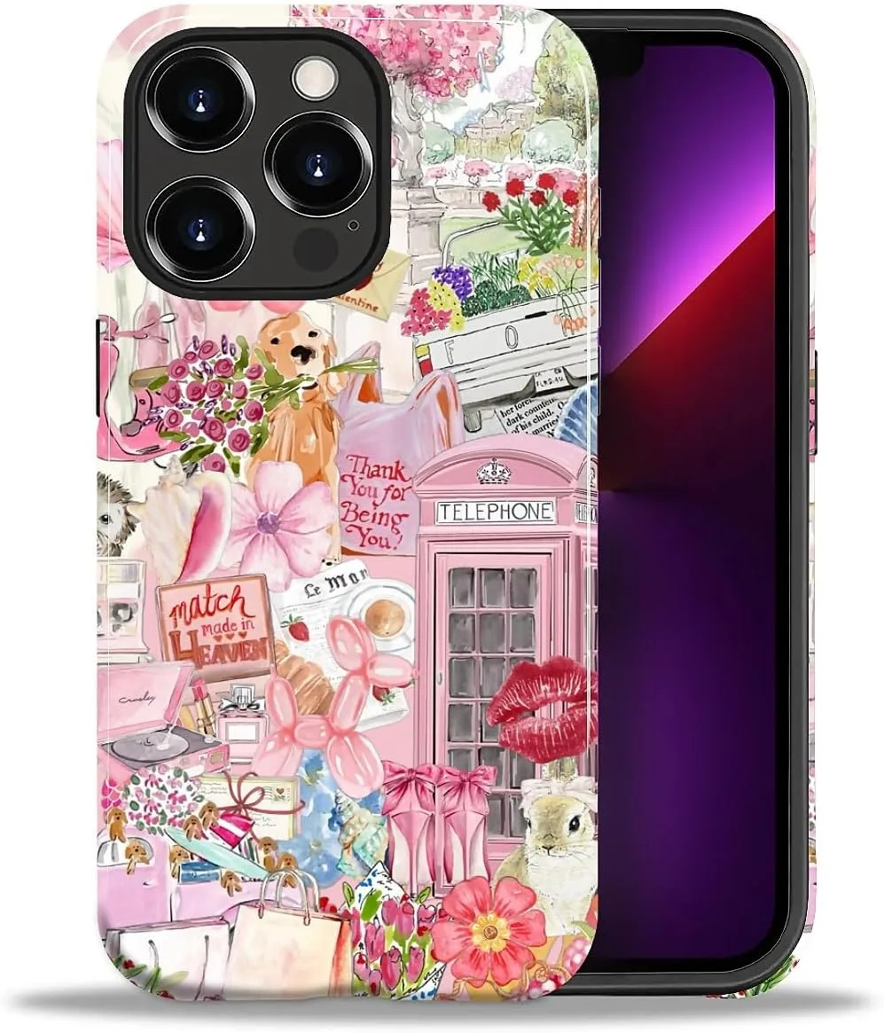 Funda para iPhone 13 Pro Daizag doble capa diseño animal rosa