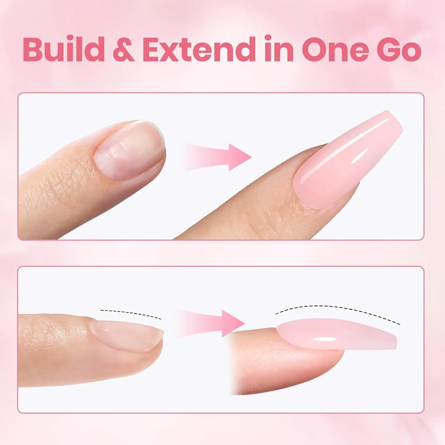 Beetles Hard Gel for Nails Extension Kit, 3 Colors & Half Cover Nail Tips