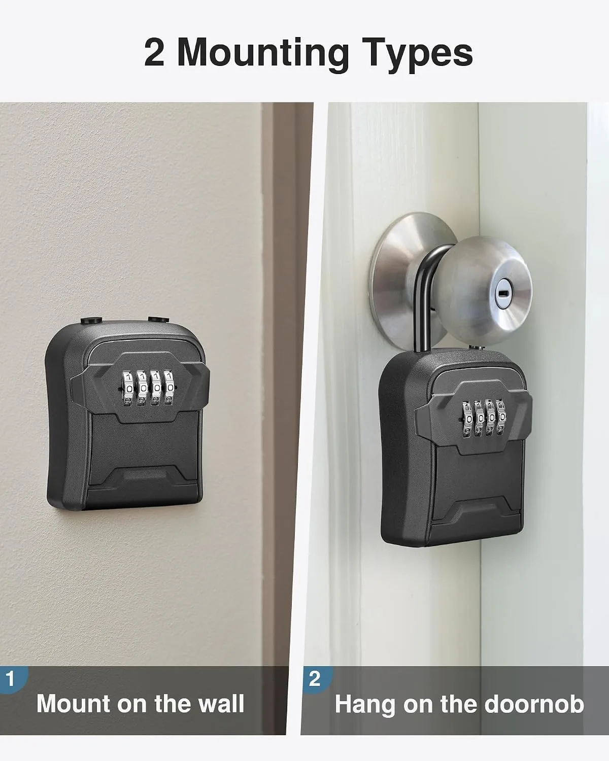 Puroma Key Lock Box for House Keys Combination Lockbox with Code, 1 Black