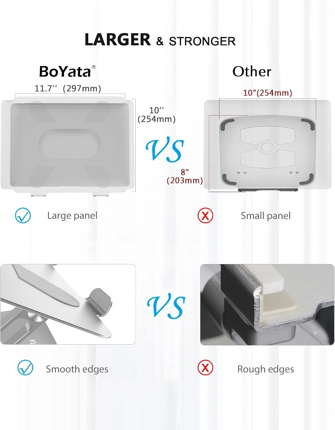 BoYata Laptop Stand, Adjustable Multi-Angle Riser, Up to 17 Inches, Silver