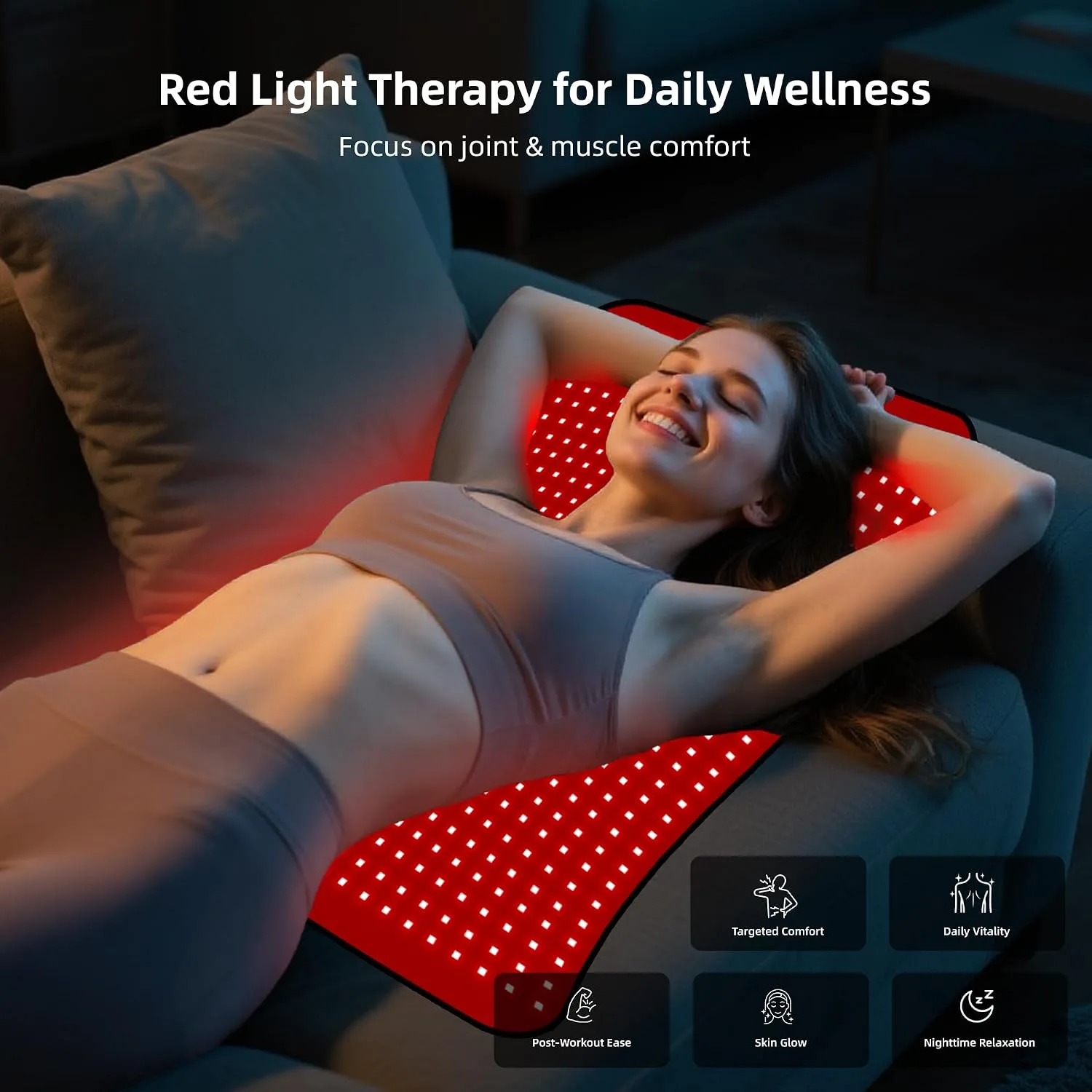 Red Light Therapy Mat 27"x20" 600 LEDs 660nm & 850nm Near Infrared Light Pad for Home Use, Pain Relief for Whole Body, Back, Belly, Knee & Joints, Muscle