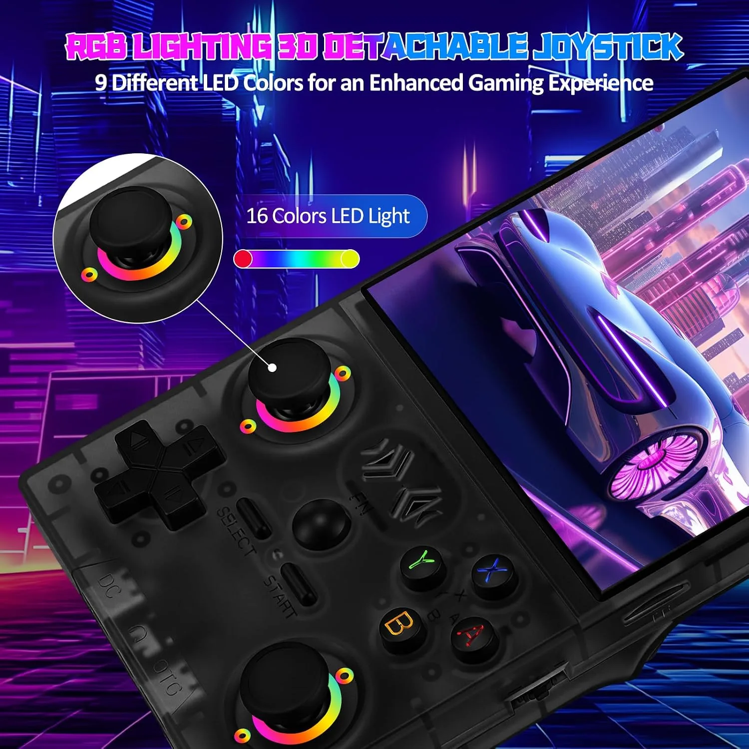 UYTGXEN XF40V Retro Handheld Game Console with 2*Detachable Long Joysticks, 4.0-Inch HD IPS Screen Retro Gaming Console, Preloaded Classic Games with Multiple Emulator, Pocket Video Gaming