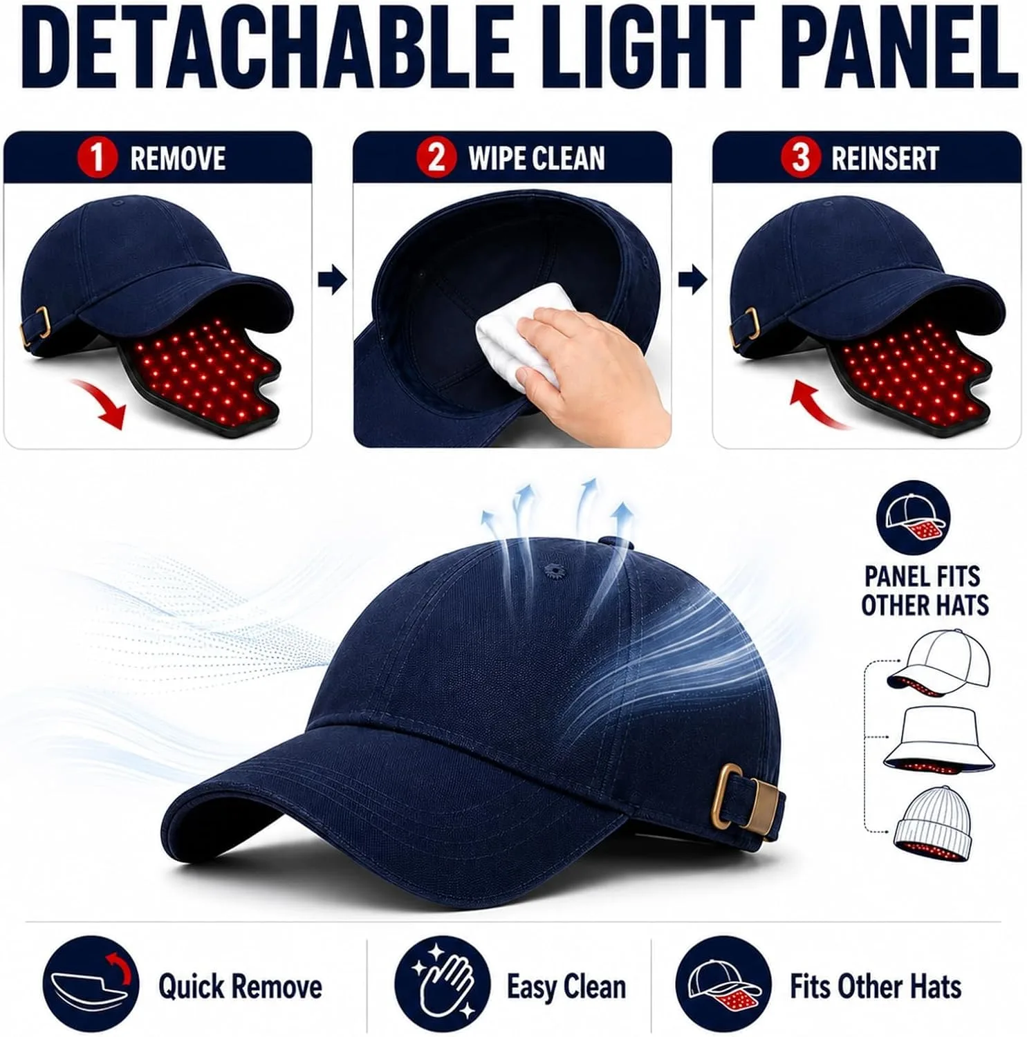 Red Light Therapy Hair Growth Cap – 650nm LLLT, Rechargeable,Blue