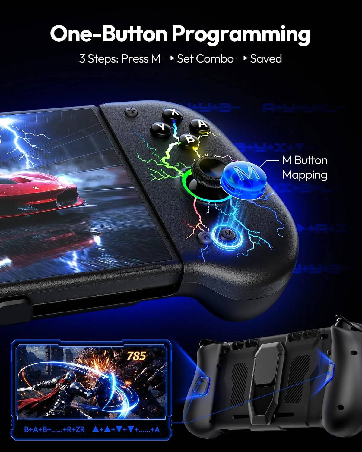 VOYEE Switch Controllers for Switch/OLED, with Hall Effect Joystick Black