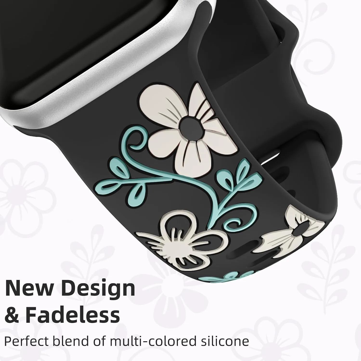 Witzon Floral Silicone Band Compatible with Apple Watch Bands For Women