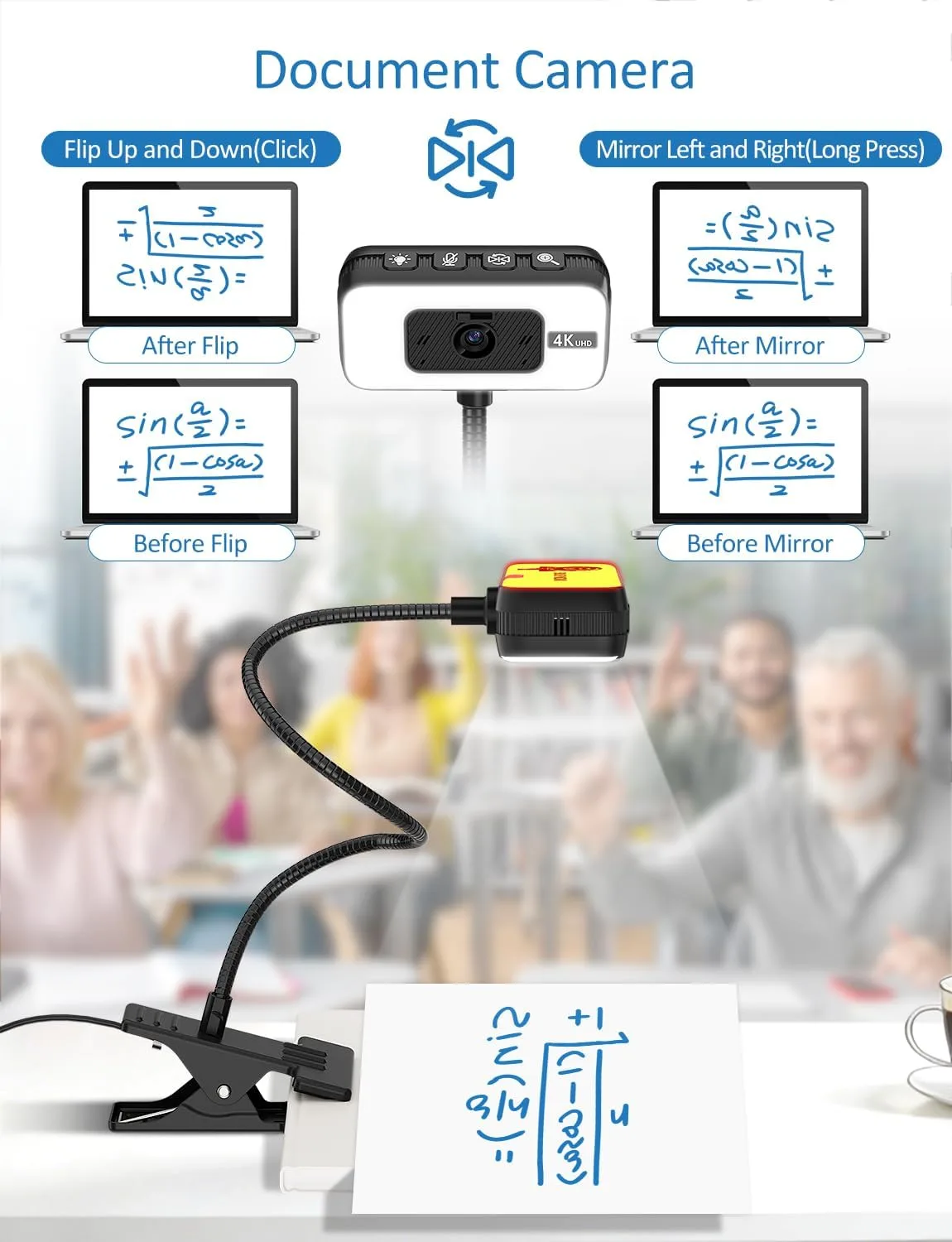 4K Webcam for PC with Light, PDAF Autofocus and Mic for PC Streaming