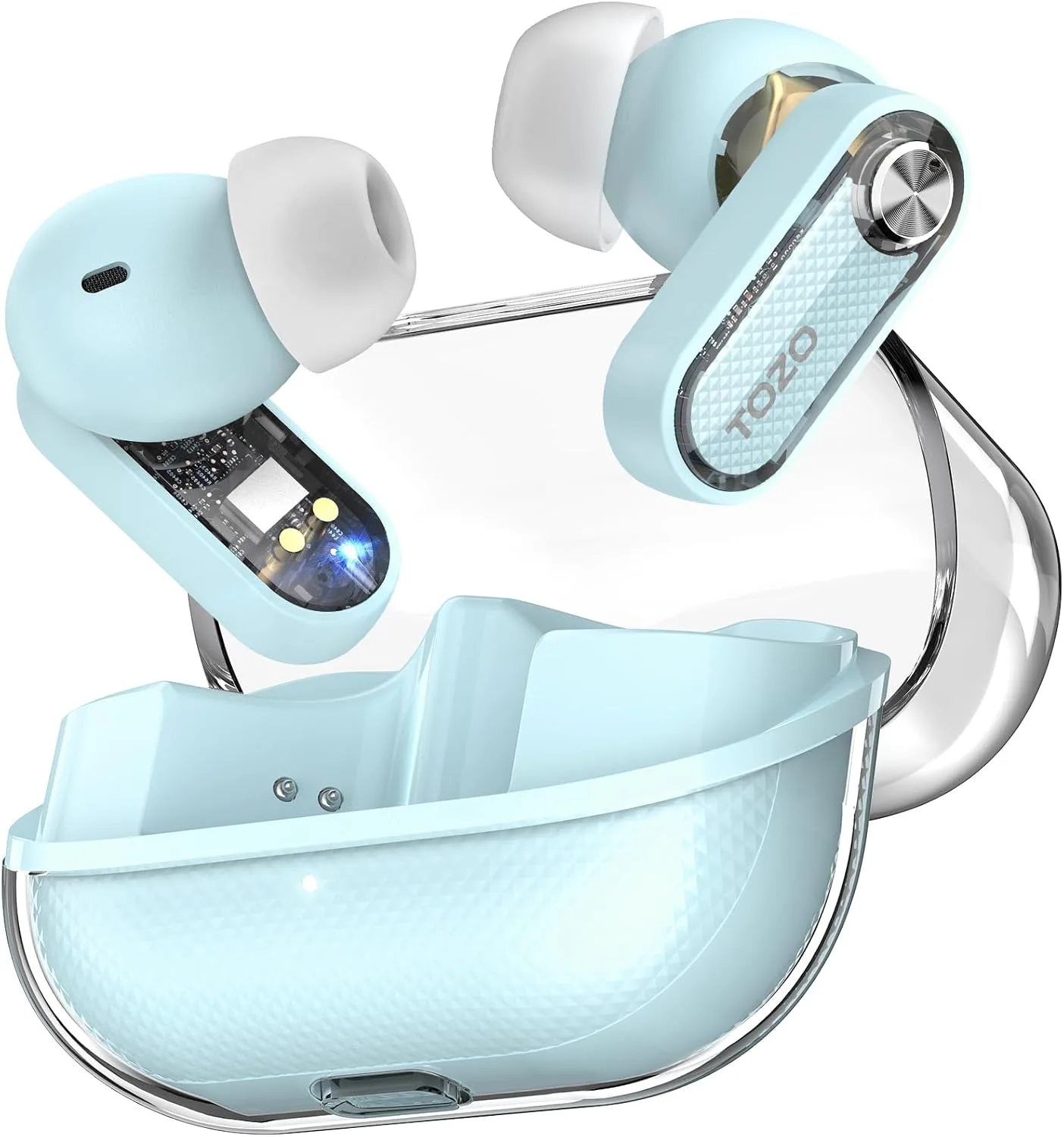 TOZO Crystal Pods Hybrid Active Noise Cancelling Wireless Earbuds, Blue