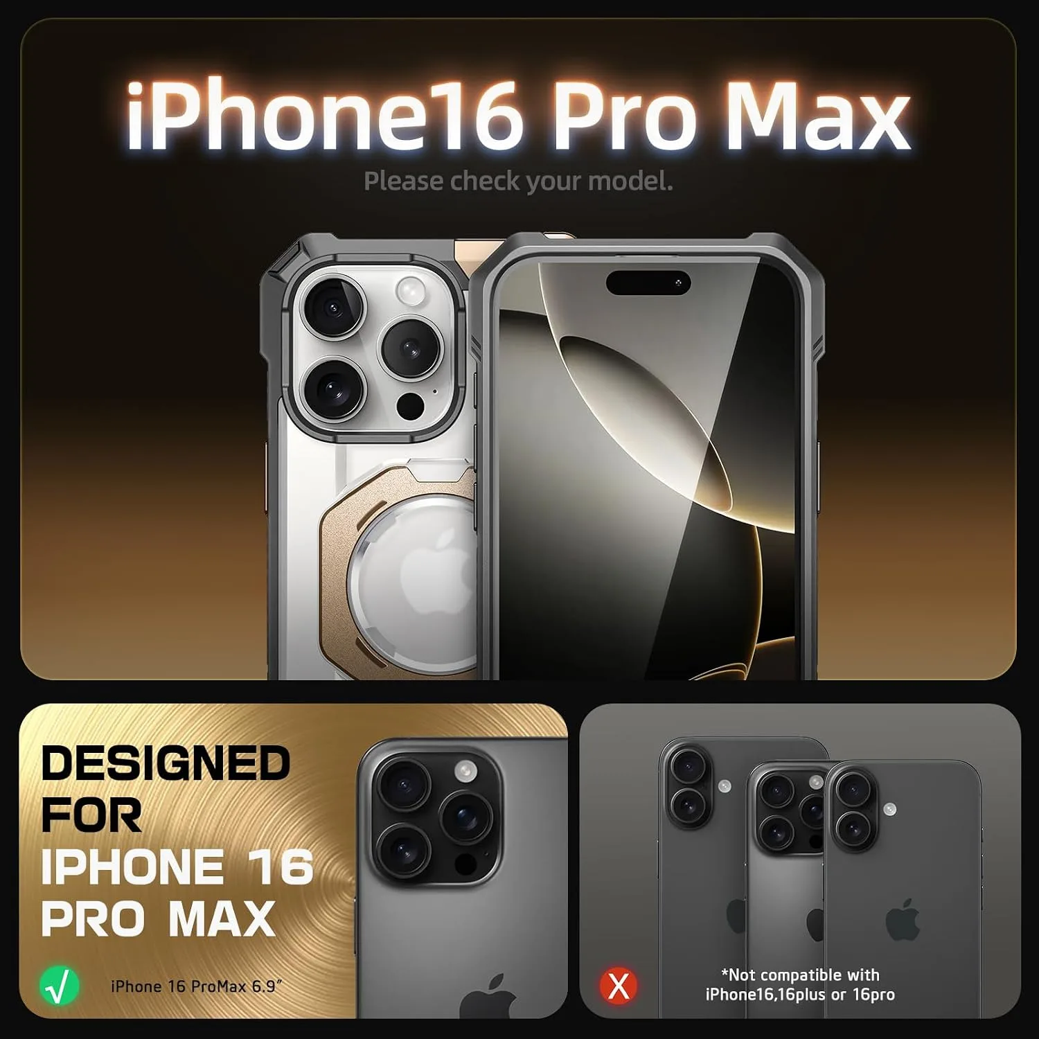 SUPCASE for iPhone 16 Pro Max Case with Camera Control Button, DesertGold