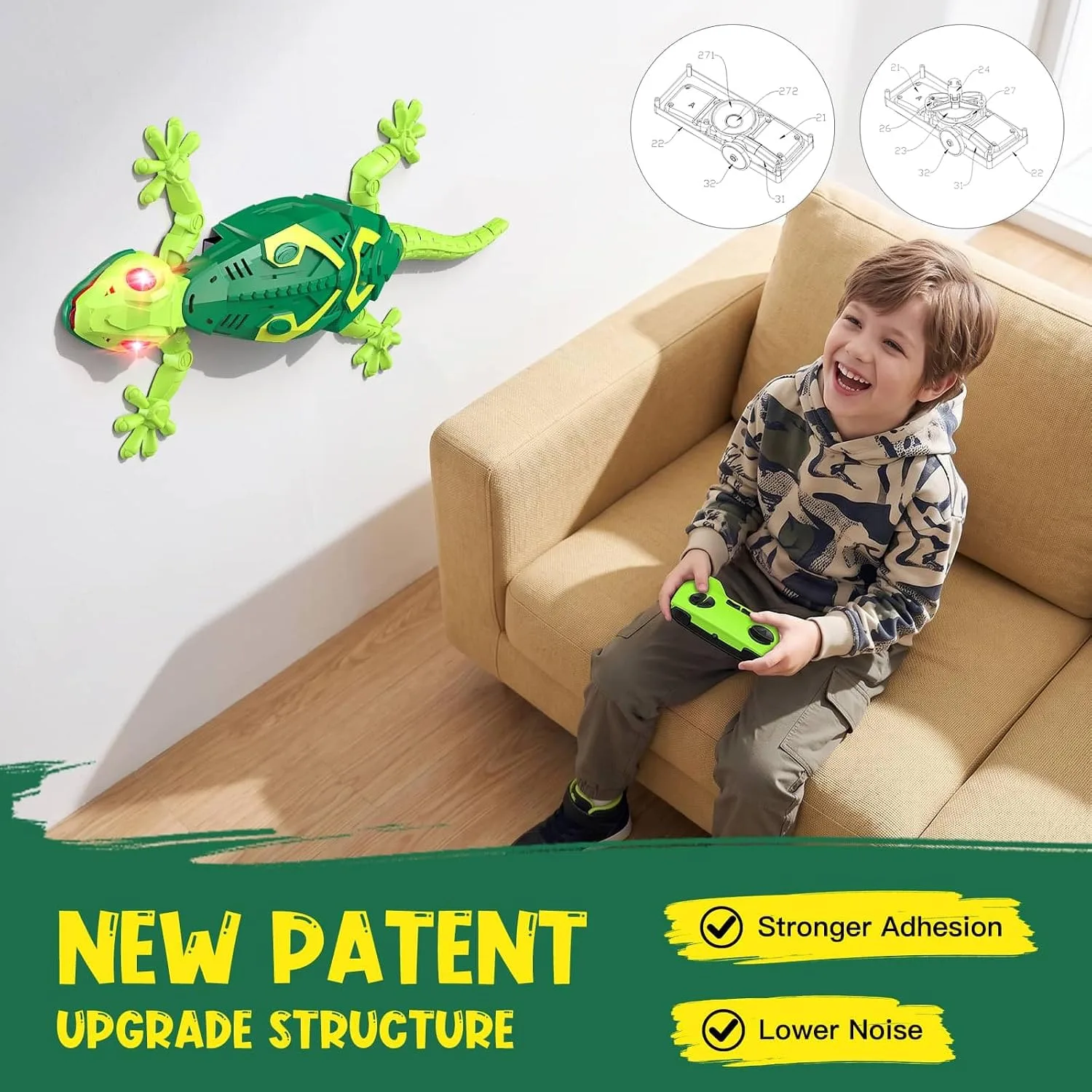 Envyvip RC Wall Climbing Gecko, Rechargeable Remote Control Lizard for Kids Ages 3+