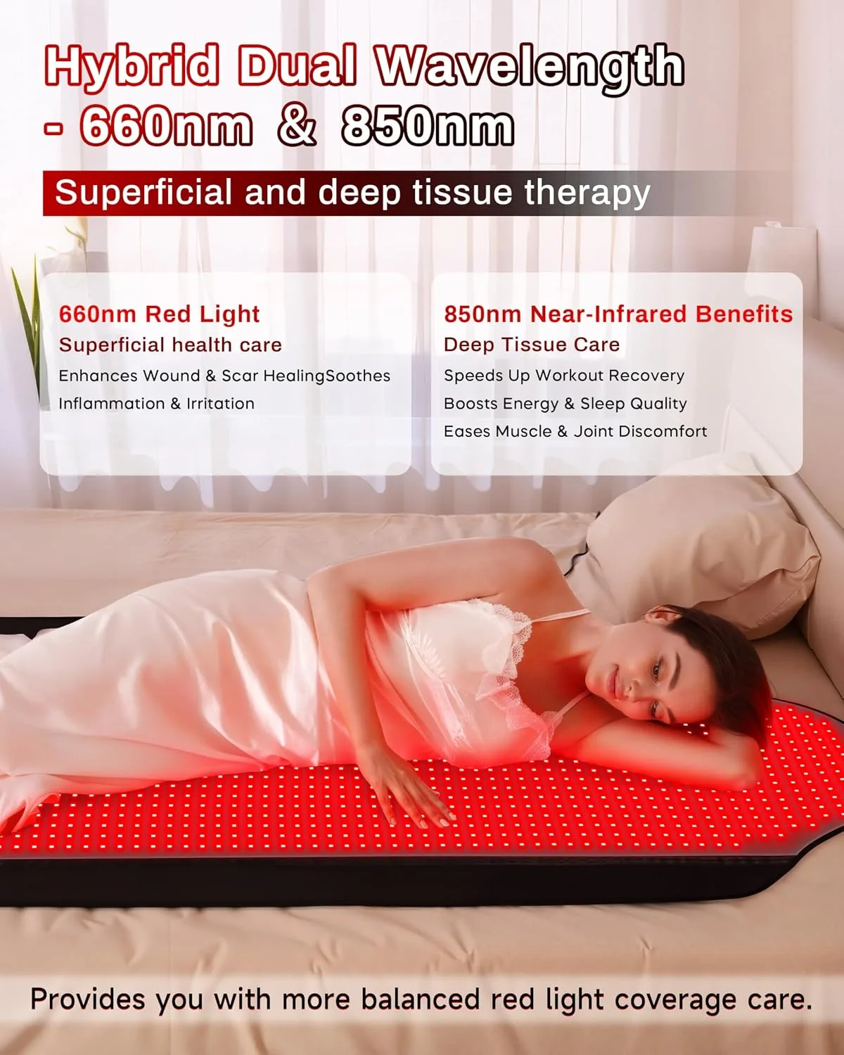 72"x33" Medical-Grade TPU Full Body Red Light Therapy Mat for Pain, FSA&HSA