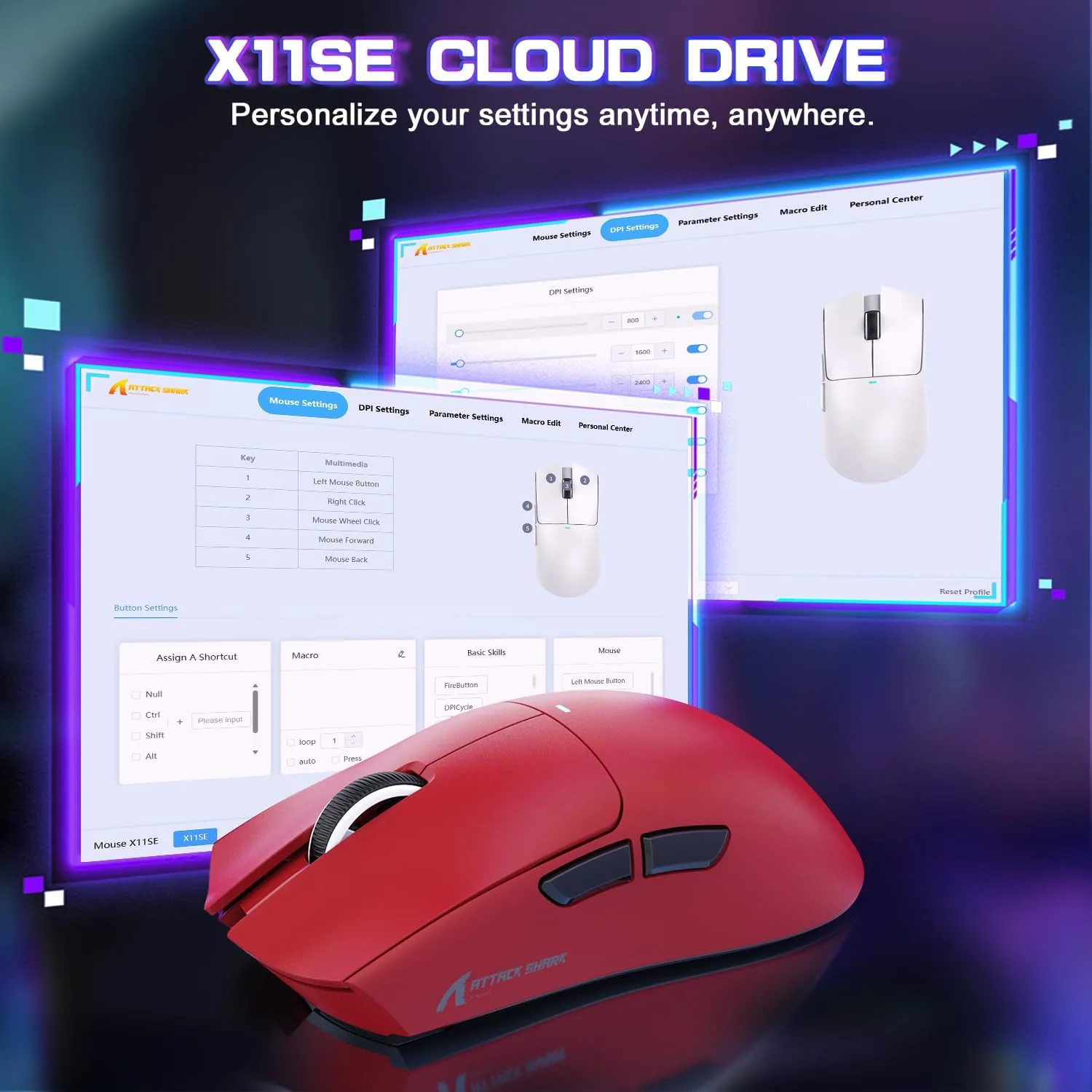 ATTACK SHARK X11 SE Ultra-Light Wireless Gaming Mouse, Red