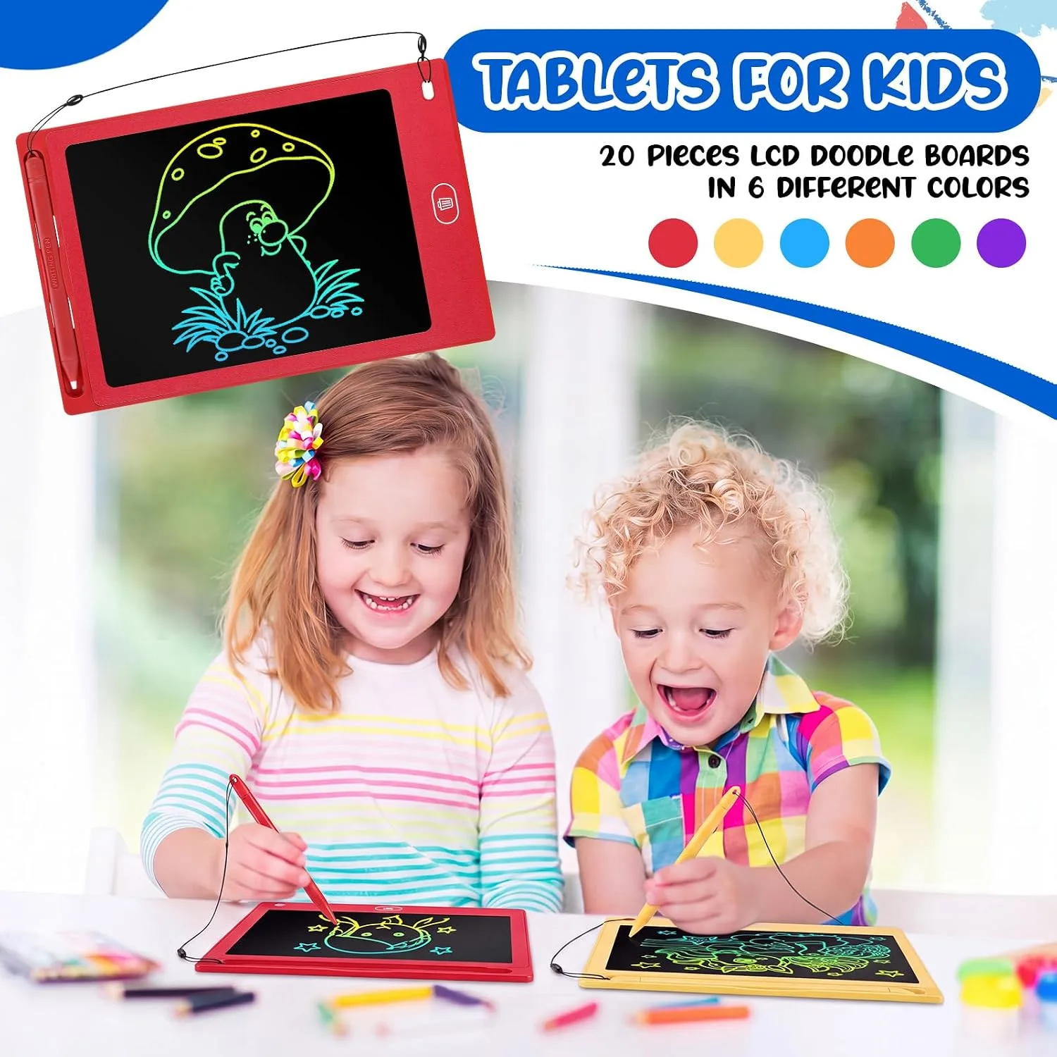Zhehao 20 Pack 8.5 Inch LCD Writing Tablet Drawing Board,Vibrant,Cute