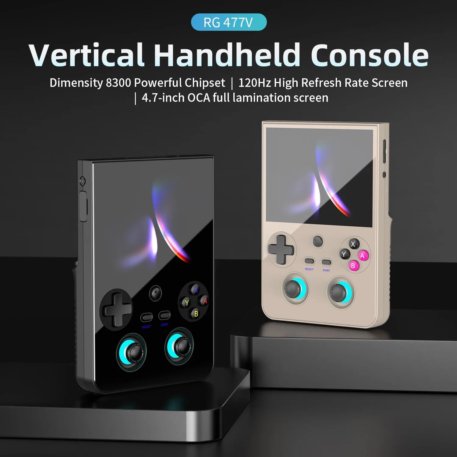 RG477V Dimensity 8300 Android14 sSystem 4.7-inch Touch Handheld Game Console WiFi/Bluetooth Hall Joystick RGB Light 5500mah