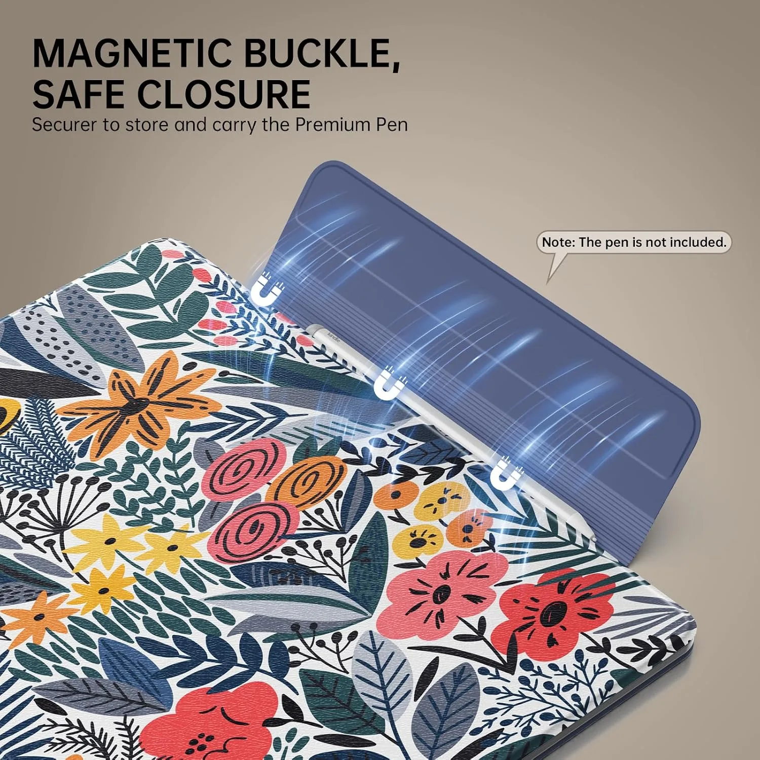 Moko Case for 11" Kindle Scribe 3rd & Colorsoft 1st,Blue Leaf Floral