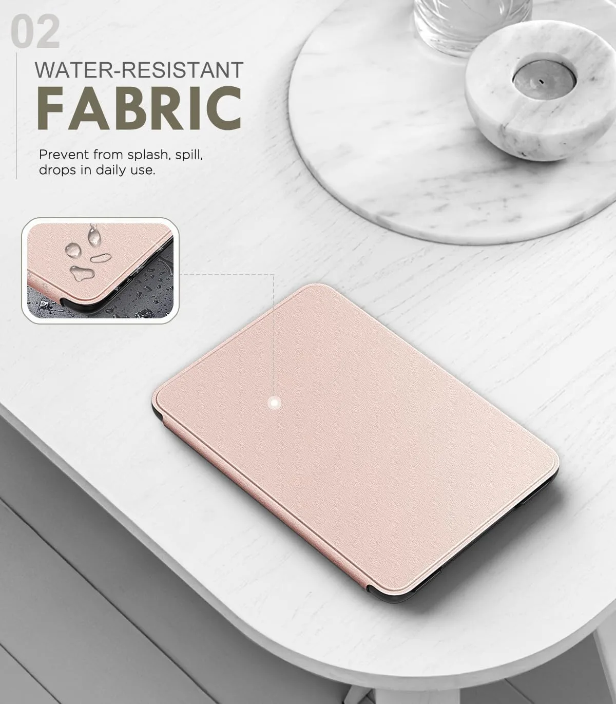 MoKo Case for 6" Amazon Kindle Basic 11th Gen 2024/2022, Rose Gold