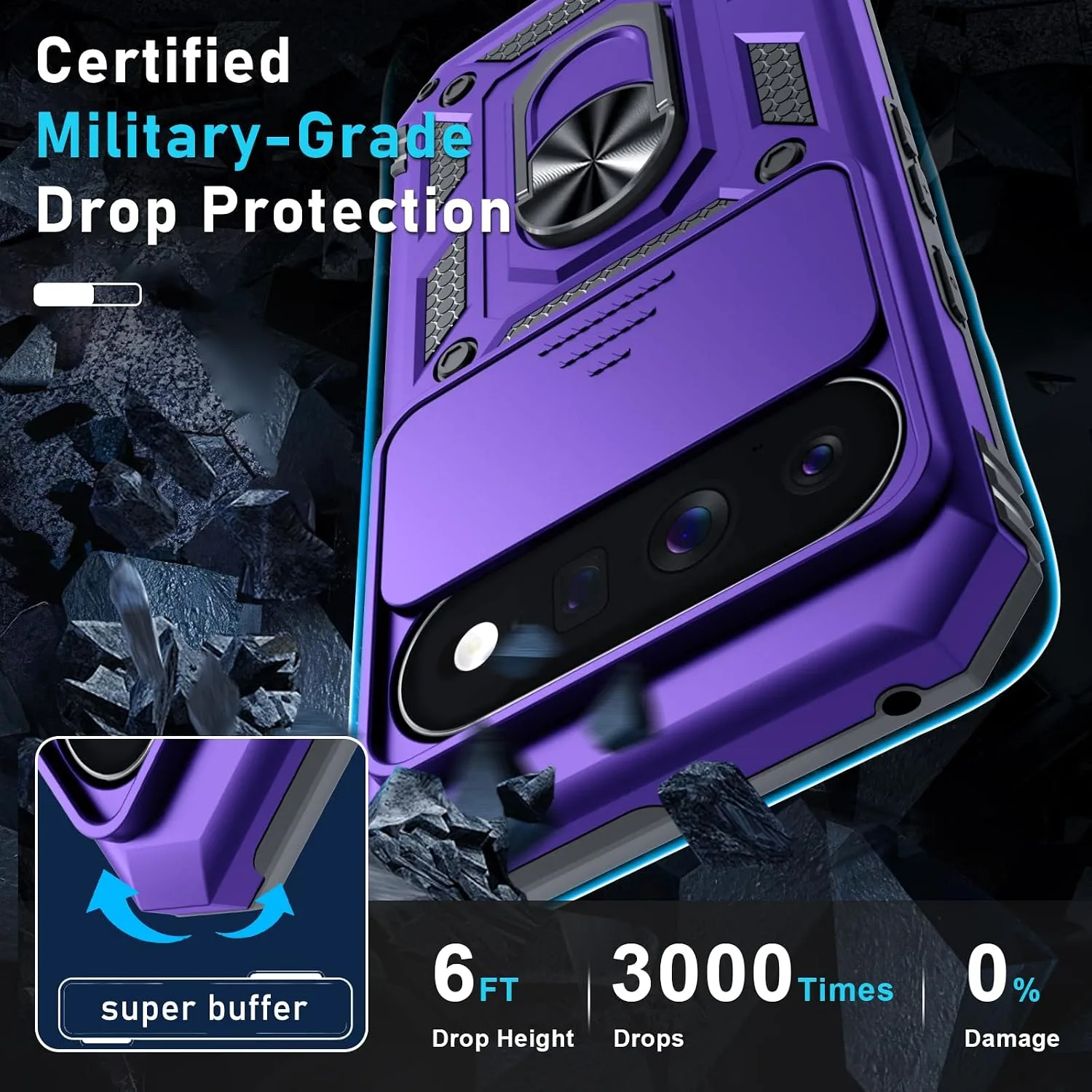 for Google Pixel 11/11 Pro Case Built in Slide Camera Cover,Purple
