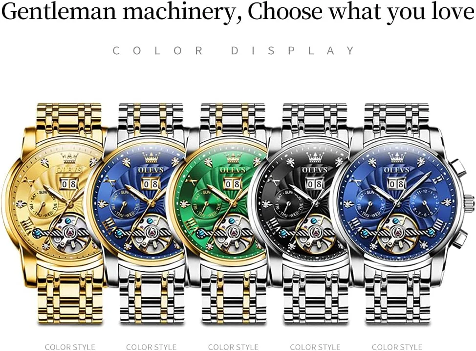 OLEVS Automatic Gold Watches for Men Luxury Classic Stainless Steel