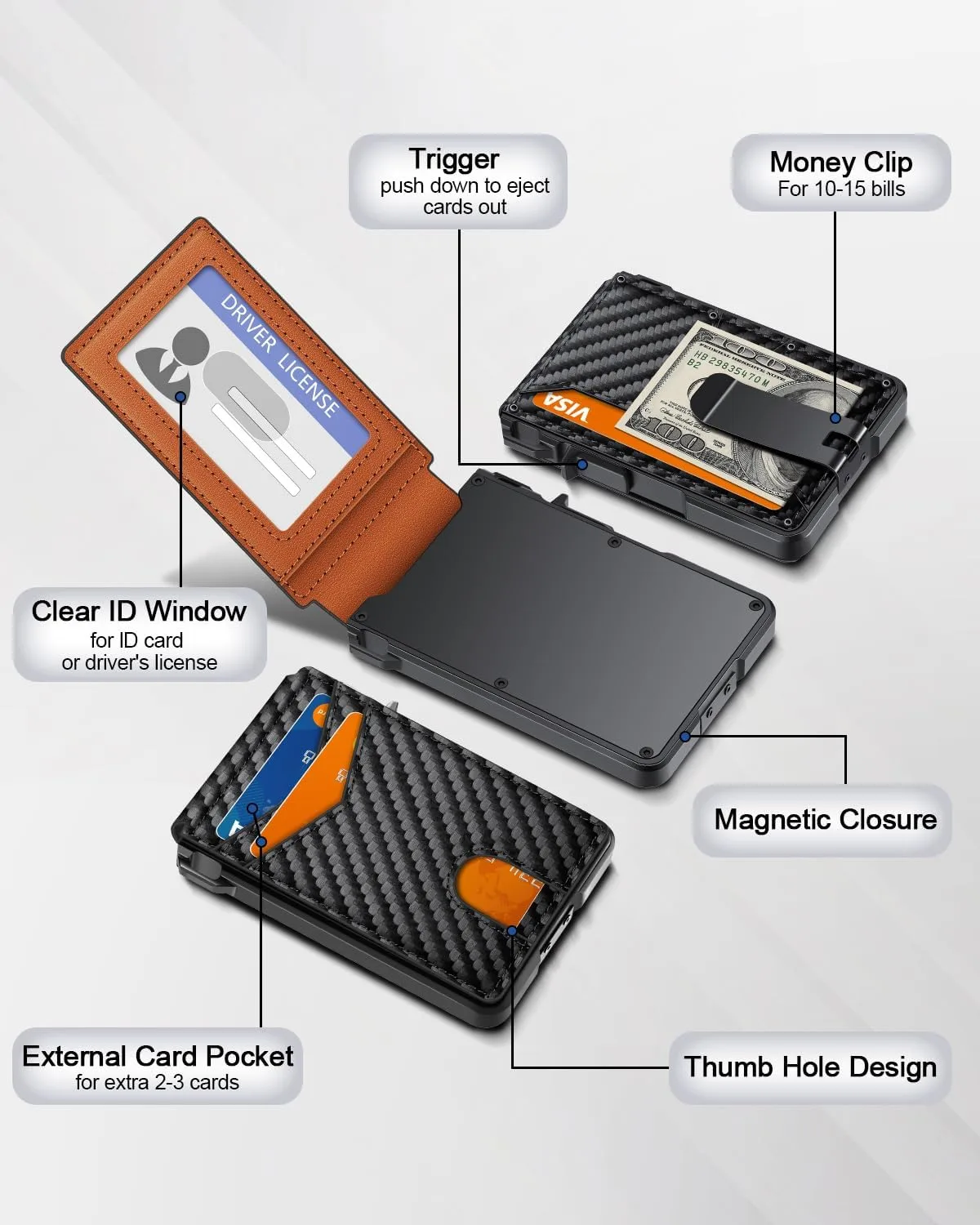 Wallet for Men, Mens Minimalist Wallet 9-13 Cards, Slim Compact RFID Wallet