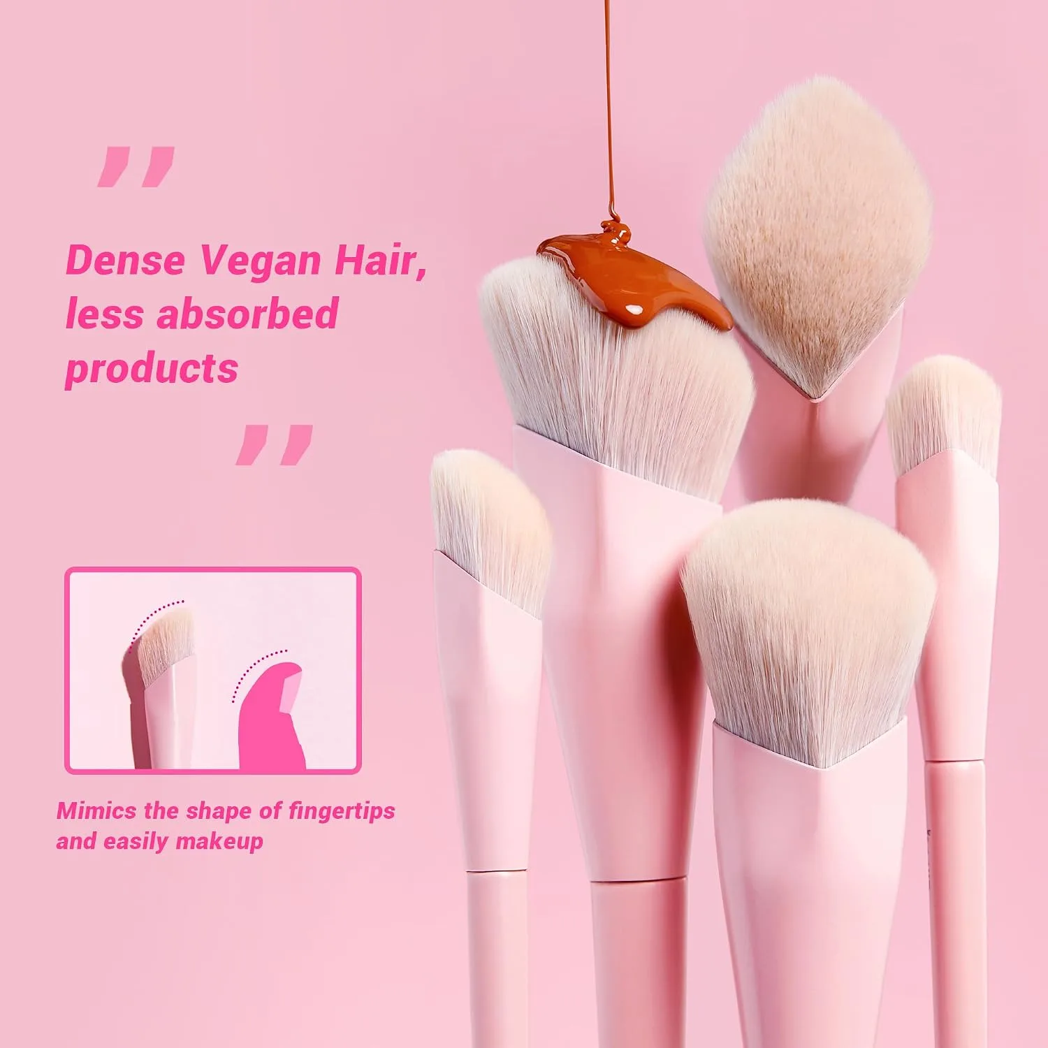 Jessup Foundation Brush for Liquid Makeup & Concealer Brush, Pink T497
