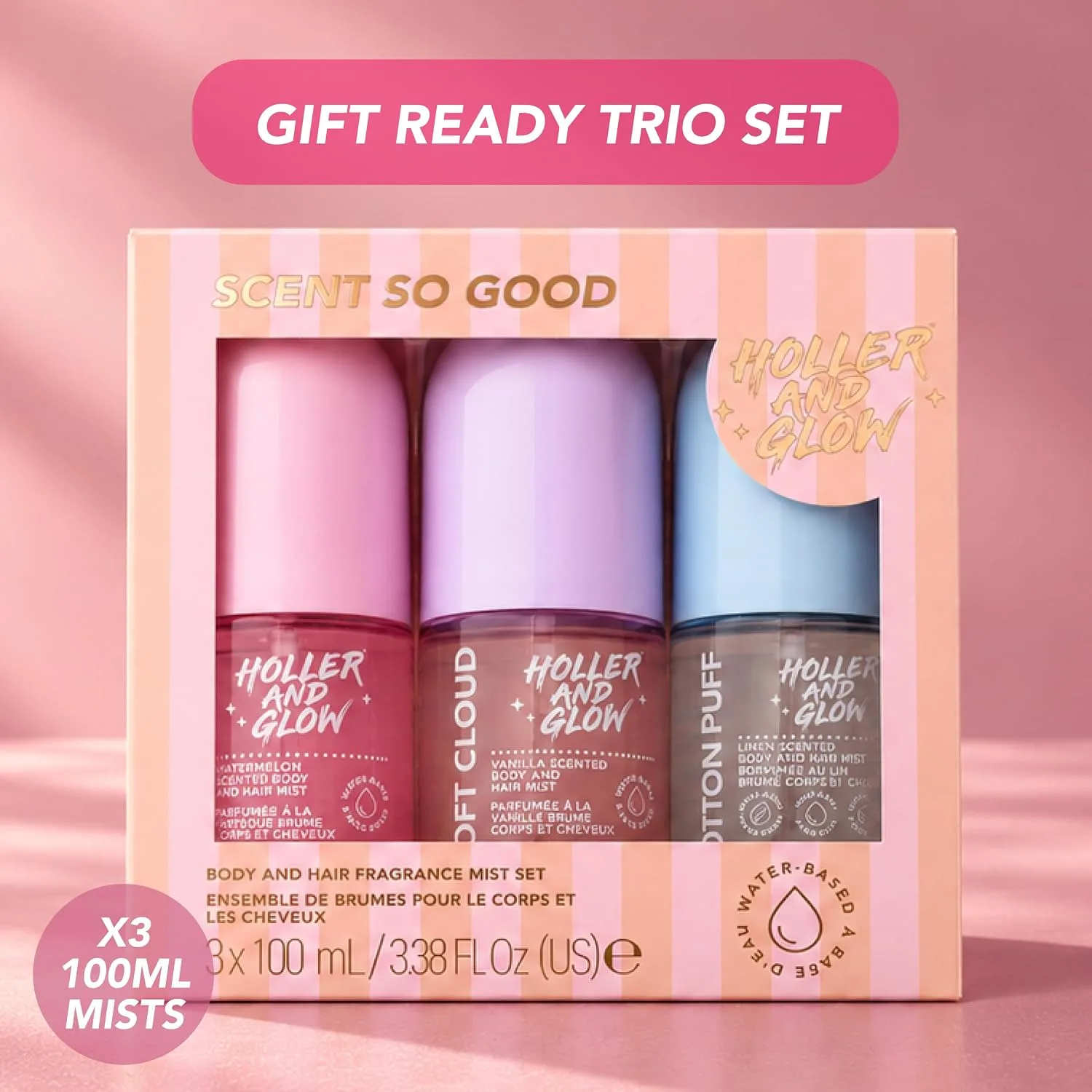 Holler And Glow Scent So Good Variety Pack Body & Hair Fragrance Mist Trio
