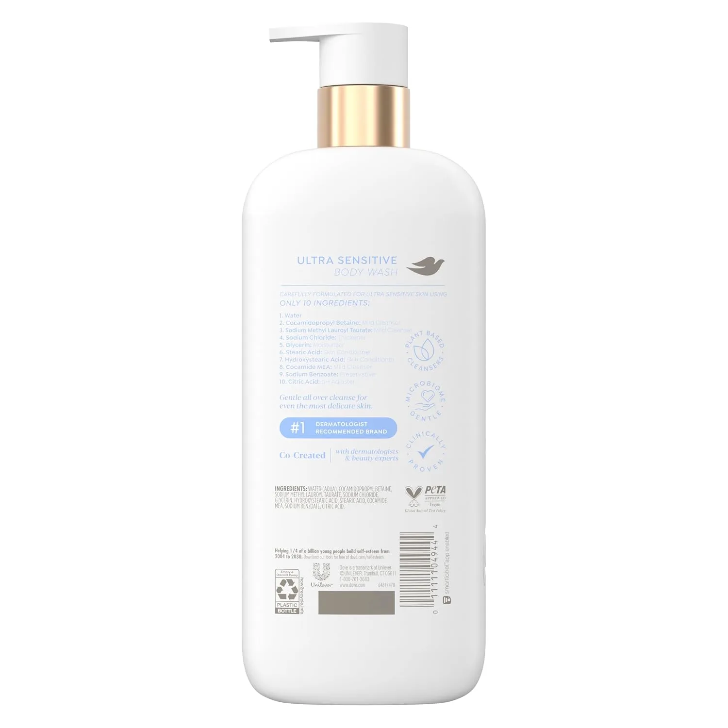 Dove Ultra Sensitive Serum Body Wash Fragrance Free 10 Ingredients, 18.5 oz