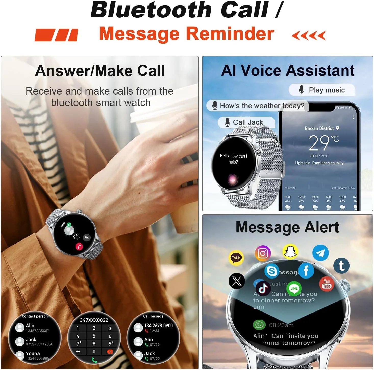 Smart Watch for Men Women Fitness: Make Answer Call Running Digital Mens Watches Waterproof Smartwatch Android Phone iPhone Samsung Compatible Heart Rate Sleep Monitor