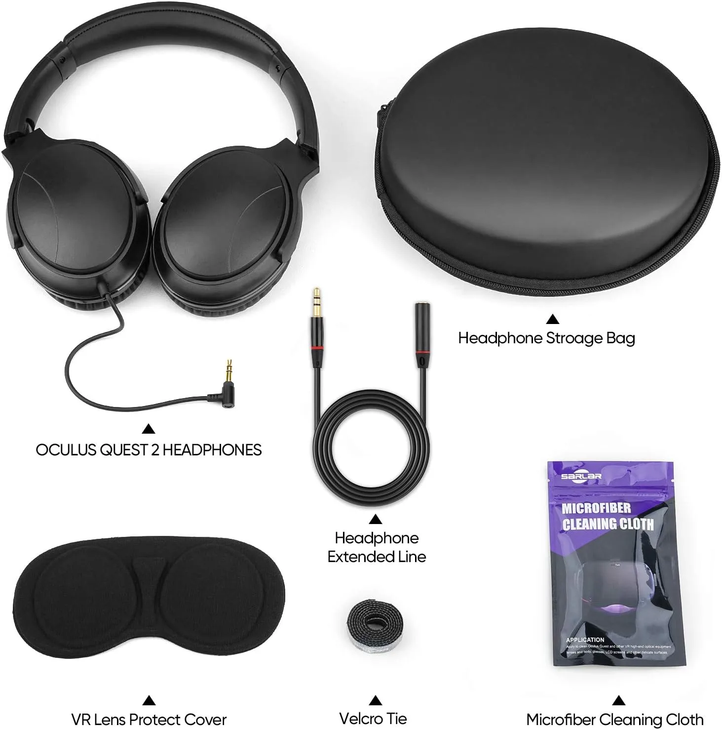 SARLAR VR Gaming Headphones for Quest 2/Quest 3 Increase VR Immersion, Custom Length Cable, Optimized Gaming Audio Driver, Memory Protein Ear Pads Noise Isolating and Other Accessories