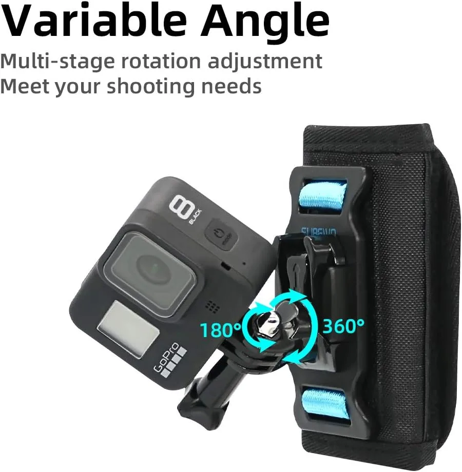 Backpack Shoulder Strap Mount with Adjustable Shoulder Pad Compatible with GoPro Hero 13/12/11/10/9/8/7/6/5/4,DJI Osmo Action 6/5 pro/4/3,AKASO/Crosstour and Most Action Cameras