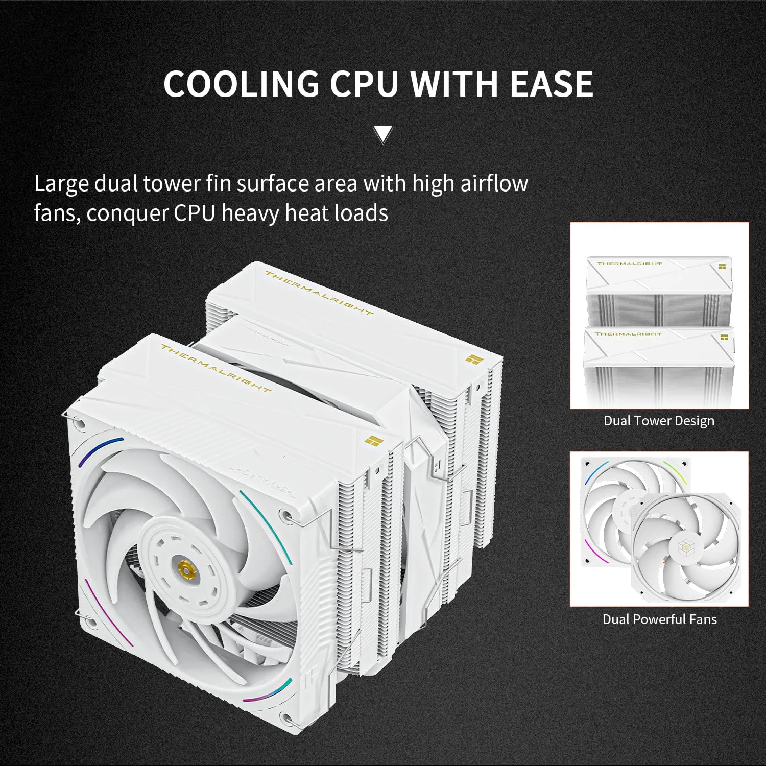 Thermalright Royal Pretor 130 Ultra White CPU Cooler,7 Heat Pipes Heatsink CPU Cooling, White Brushed Top Cover, for Intel LGA115X/2011/1700/1851,AM4/AM5 Platforms,Double Towers and Fans Cooler