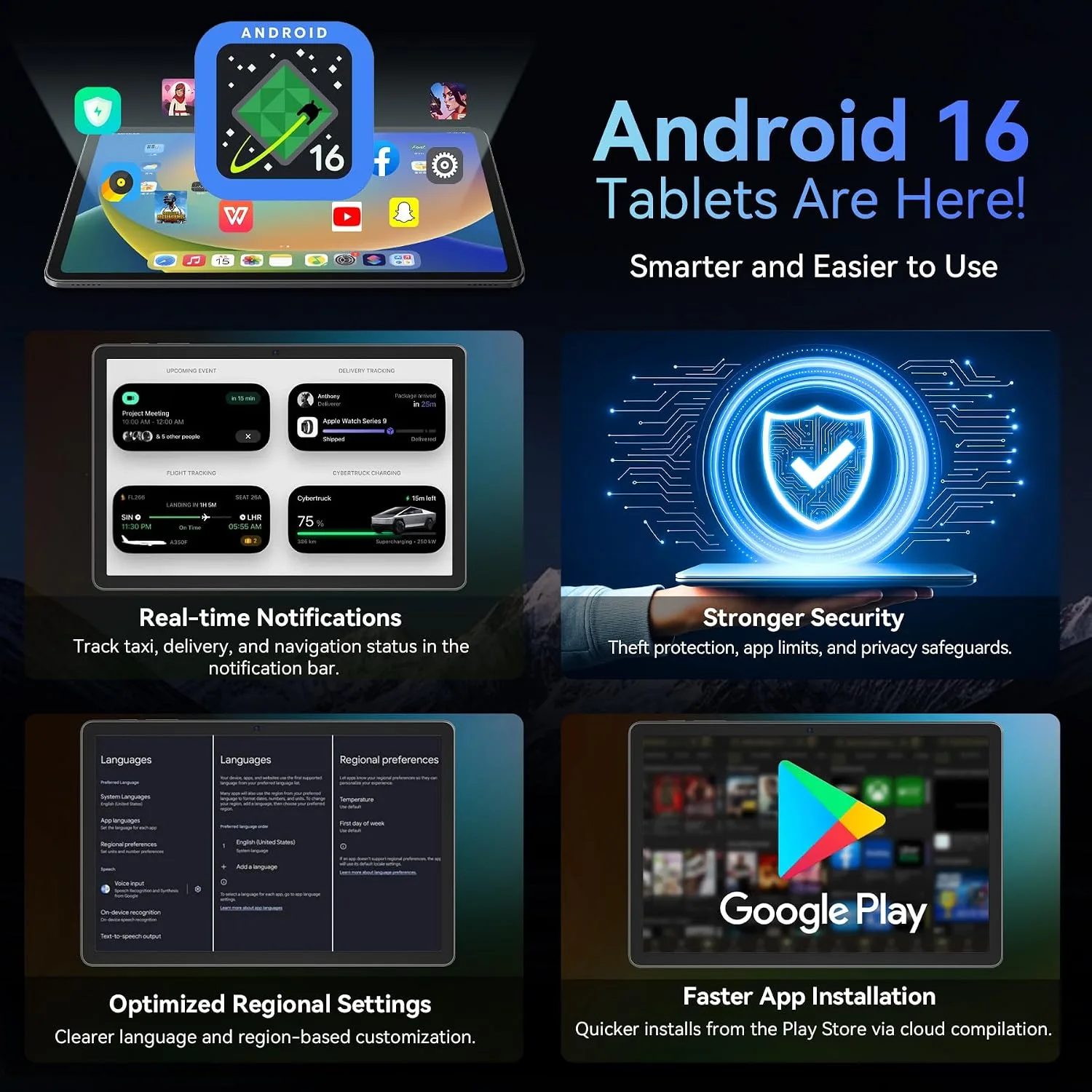 TABWEE Tablet, 11 Inch 2K Android 16 Tablets with Keyboard 24GB+128GB ROM