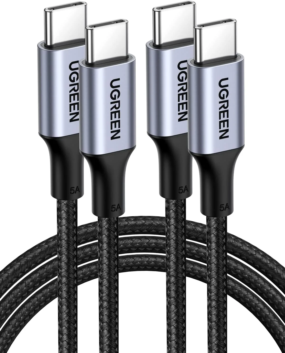 UGREEN 100W USB C to USB C Cable, Fast Charging, 2-Pack, 1.6ft, Black
