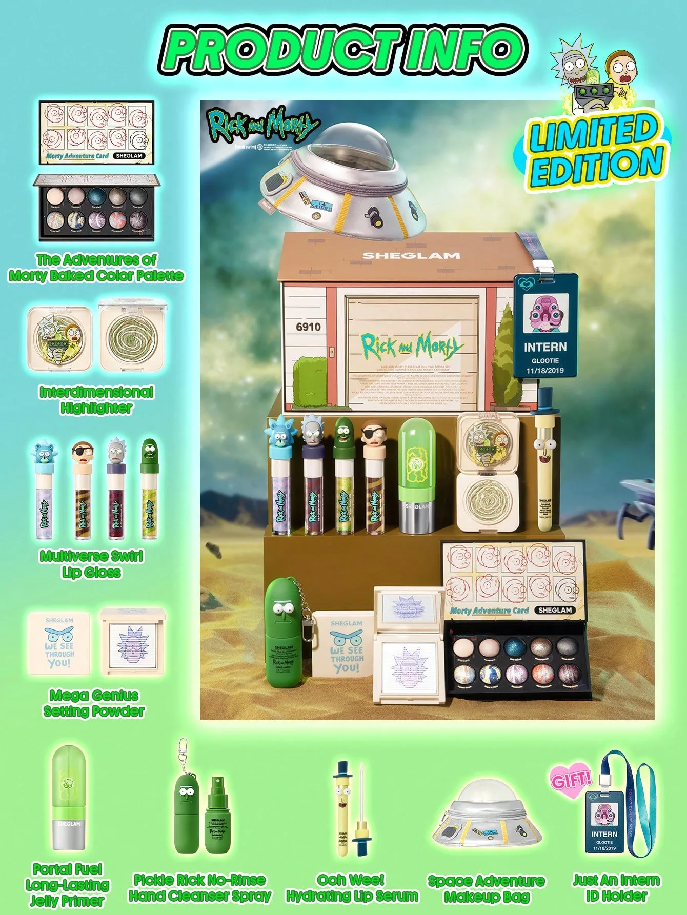 sheglam Rick and Morty X SHEGLAM Set de Colección Completa Marca de Belleza Cosmética Maquillaje para Mujeres y Niñas