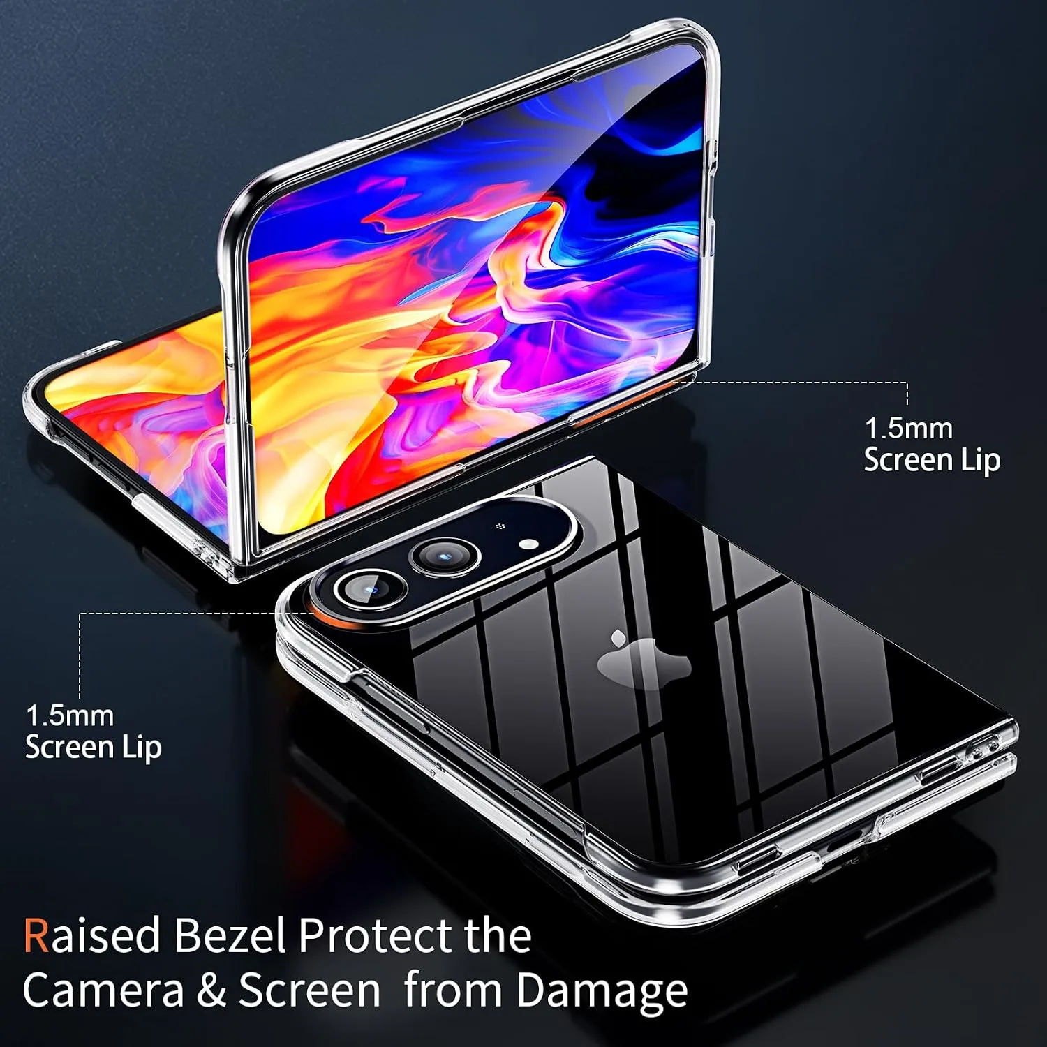 IHAITUN Dataroad for iPhone Duo Slim Case,0.5mm Fit Lightweight Case Translucent Finish PC Back Protection[Anti-Fingerprints&Yellowing],Compatible with iPhone Duo 7.6Inch-Clear