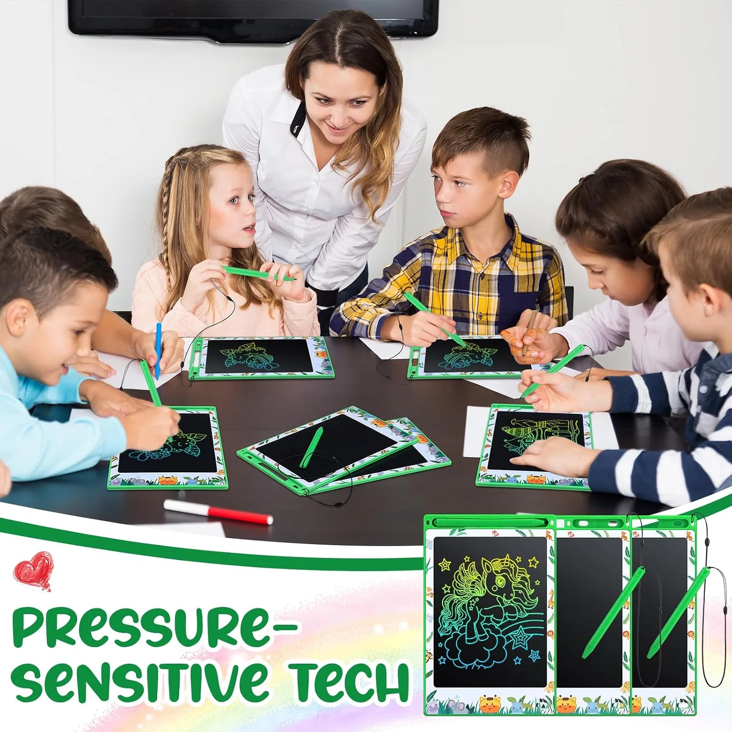 Zhehao 20 Pack 8.5 Inch LCD Writing Tablet Drawing Board,Green,Stylish