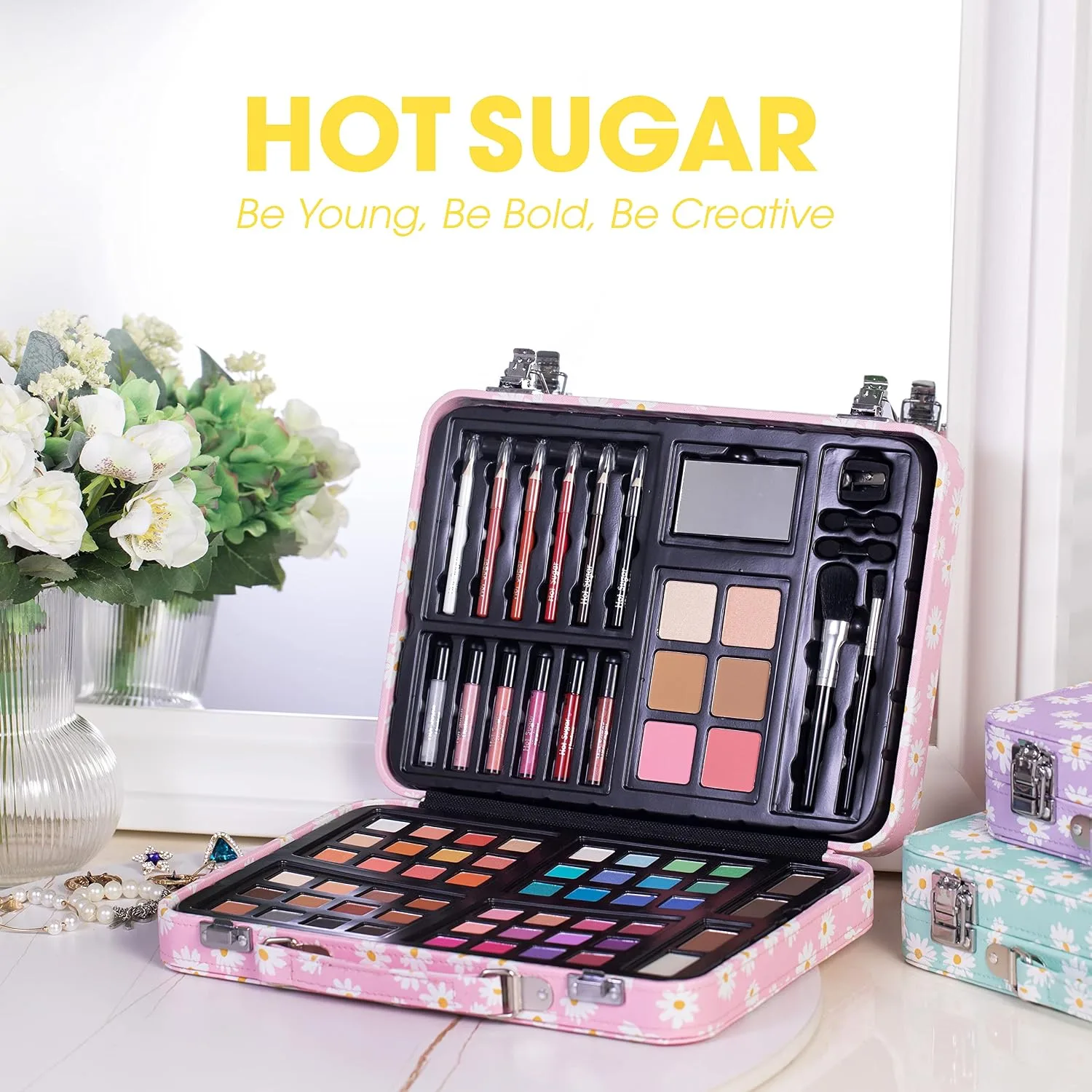 Hot Sugar Makeup Kit Starter Gift Set for Teens and Women (Pink Daisy)