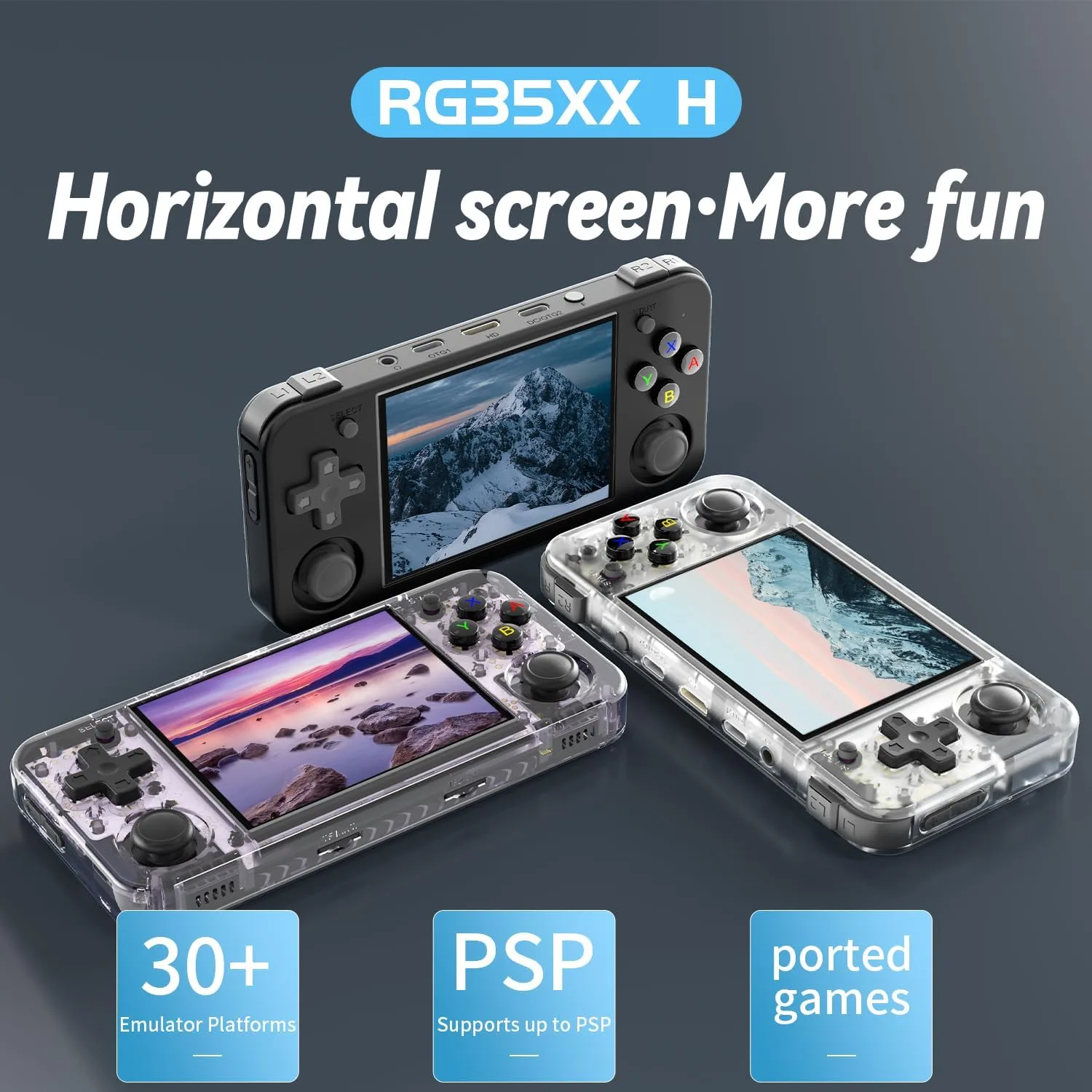 Anbernic RG35XX H Retro Handheld Game Console, 3.5" IPS OCA Screen, Linux System, 64GB Preloaded Classic Games, WiFi Bluetooth, HDMI Output, Ideal for Travel Commute Home Outdoor Black