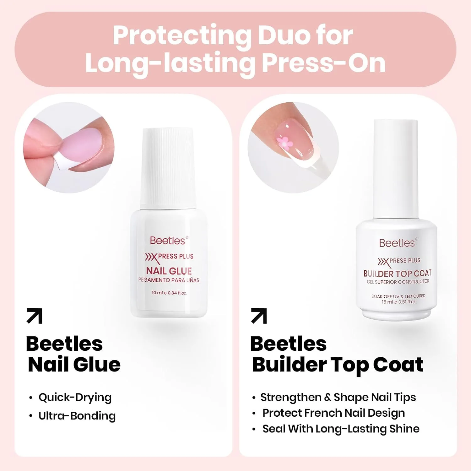 Beetles Fast Dry Nail Glue & Builder Top Coat Set