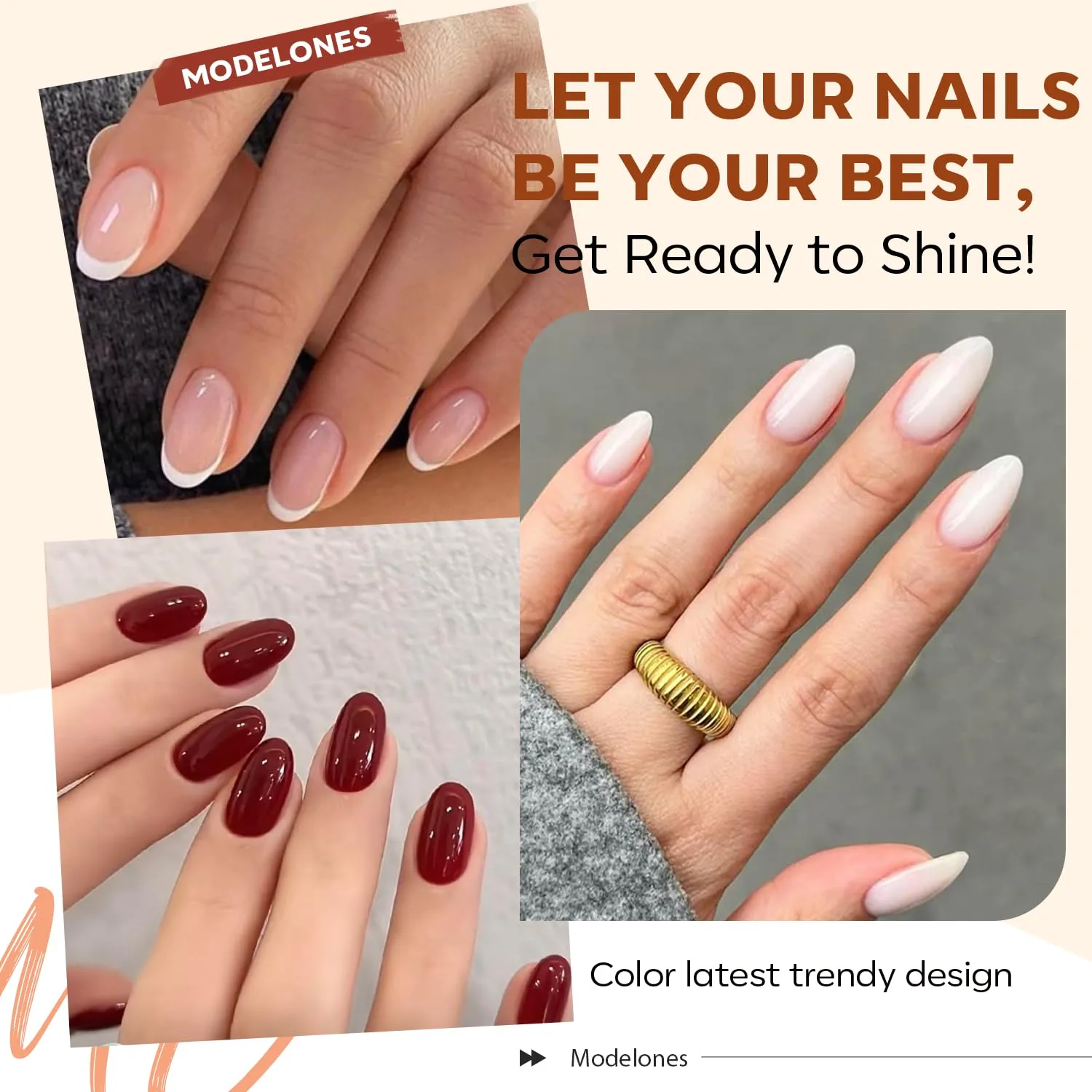 modelones Gel Nail Polish Set Jelly Nude 6Colors Pink White Milky White