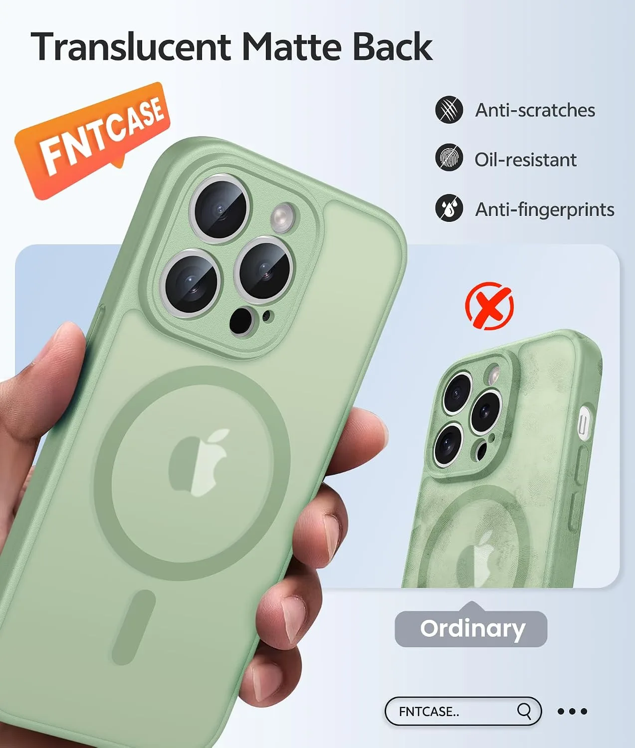 FNTCASE for iPhone 13 Pro Max Case, Fit for Magsafe, Light Moss