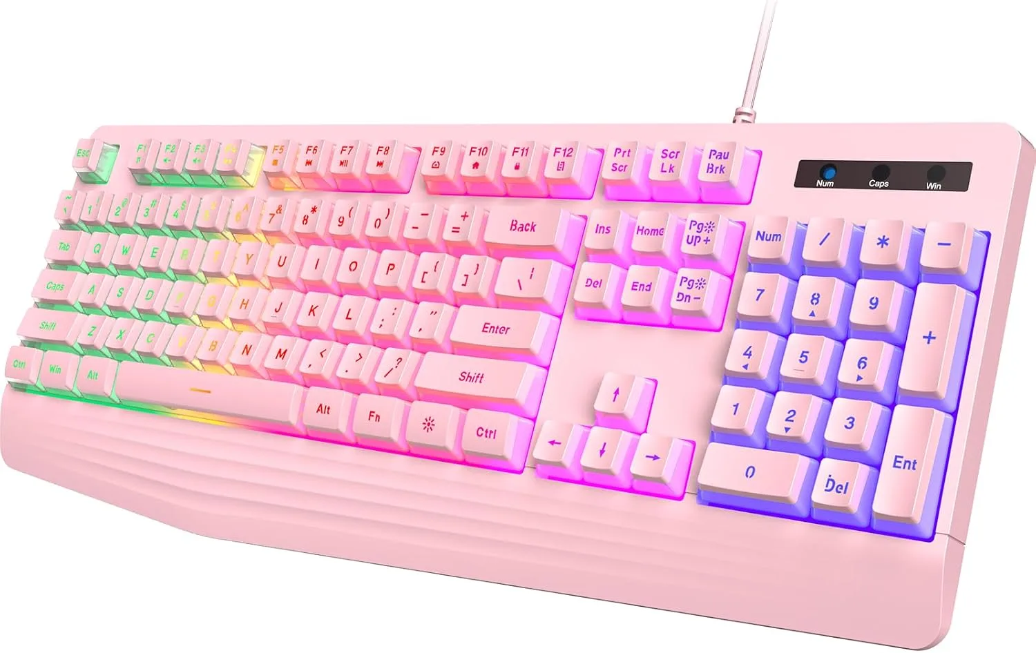 teclado con cable yesbeaut Pink LED retroiluminado 104 teclas silencioso