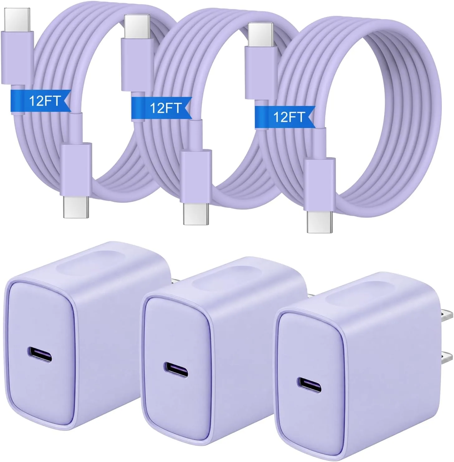 iPhone Duo Charger, iPhone 18 17 16 15 Charger Fast Charging 12FT-Purple
