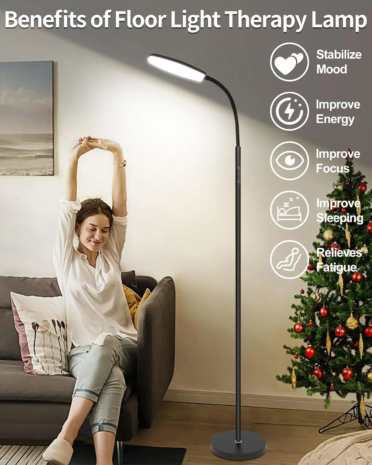 LanSuper 10000 Lux Light Therapy Happy Lamp, UV-Free Sunlight Floor Lamp