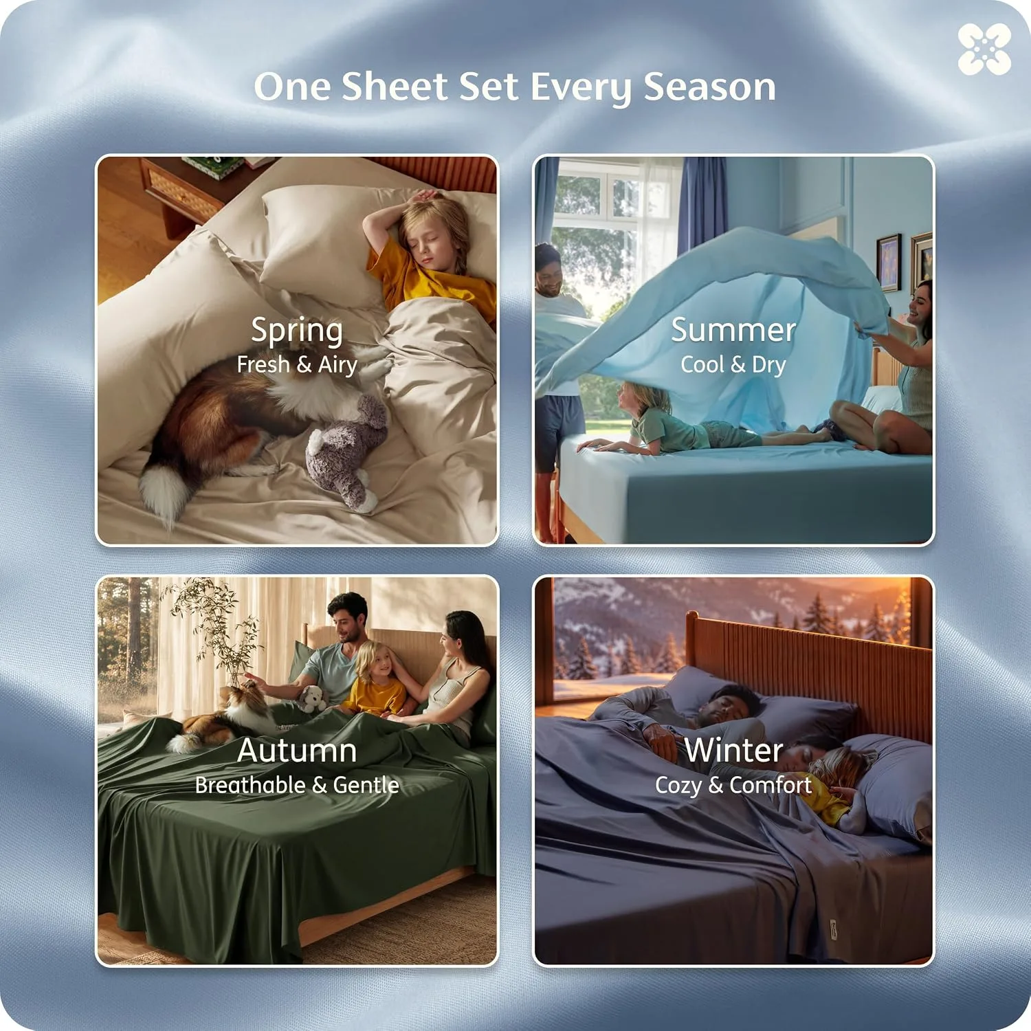 Bedsure PureWoven 100% Rayon Derived from Bamboo, Full Size Sheets, 4 PCS