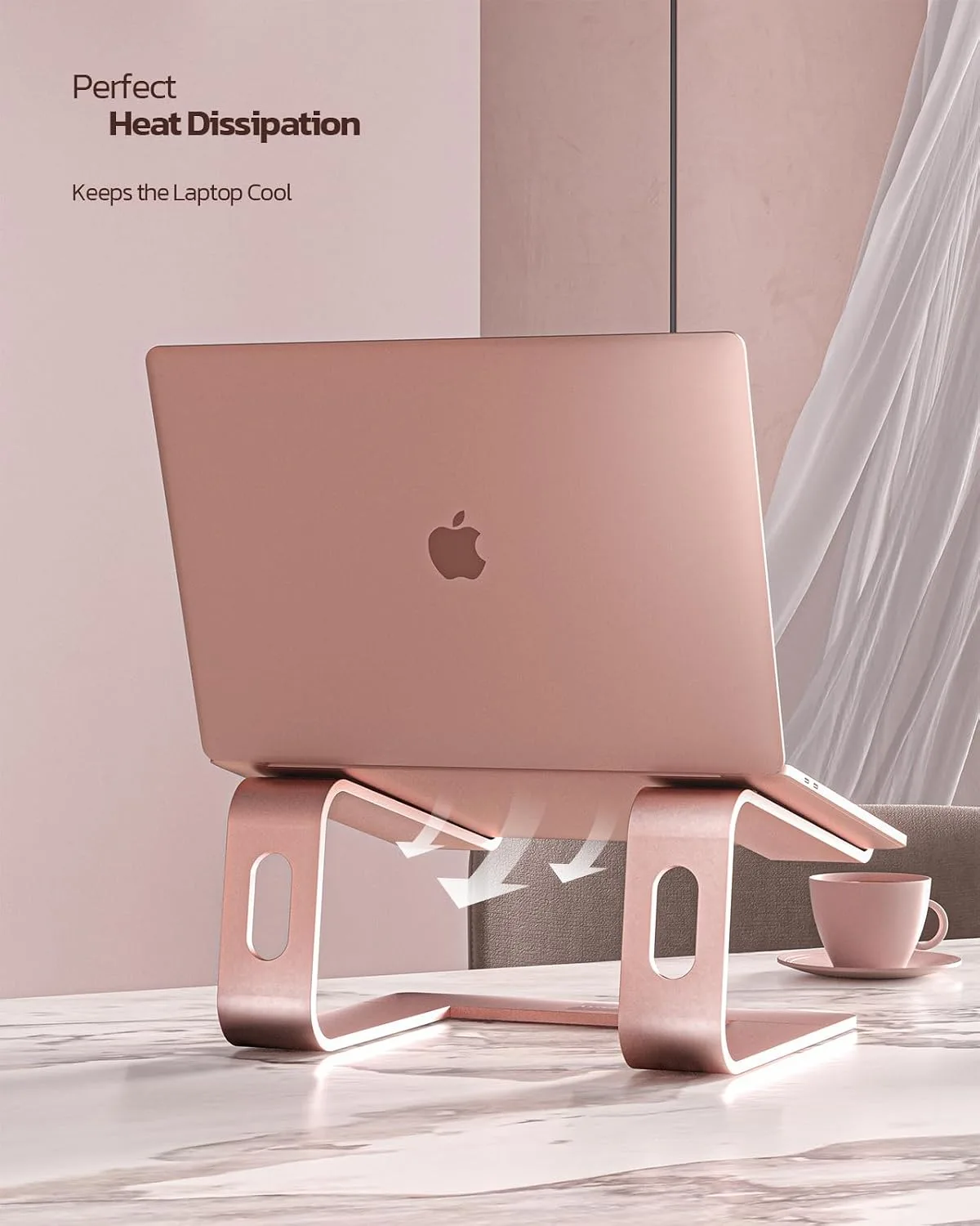 Nulaxy Full Aluminum Laptop Stand, Stable Support to 22 lbs, Rose Gold