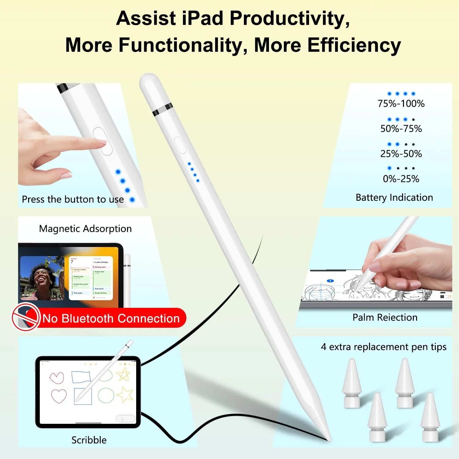 Pencil 1st Generation for iPad (2026-2018), iPad Pencil USB C Fast Charging