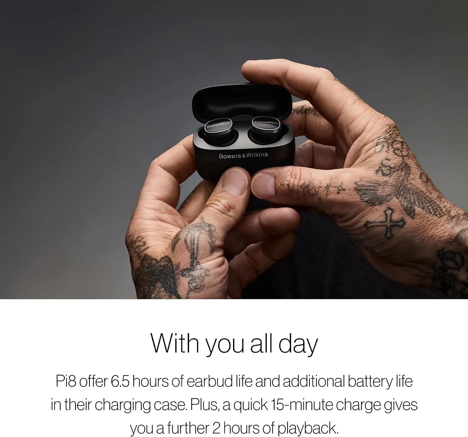 Bowers & Wilkins Pi8 Wireless Bluetooth Earbuds (Midnight Blue), in-Ear Bluetooth Earphones with Qualcomm & aptX Lossless, Active Noise Cancelling Earbuds, 3 Built-in Mics, 15-Min Quick Charging