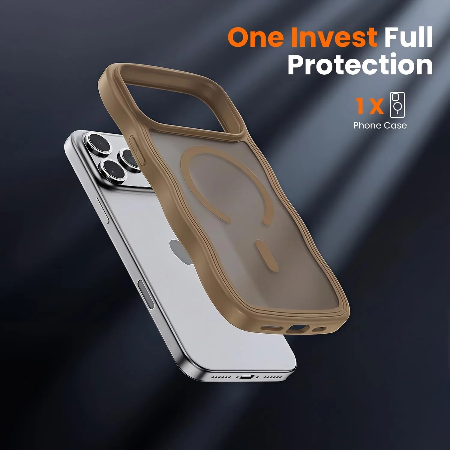 toushion for iPhone 17 Pro Case Cute Brown Wave Edge