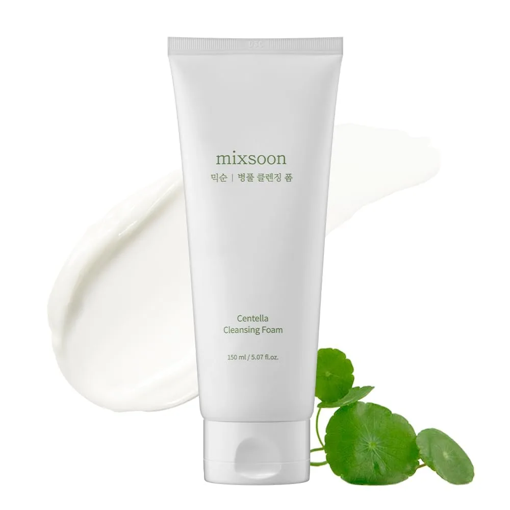 mixsoon Double Cleansing Set 2-Step Routine, Cica Foam & Bean Cleansing Oil Face Wash Set Gentle Deep Clean and Hydrating Care 150ml / 5.07 fl.oz., 195ml / 6.59 fl.oz. Korean Glass Skin Care