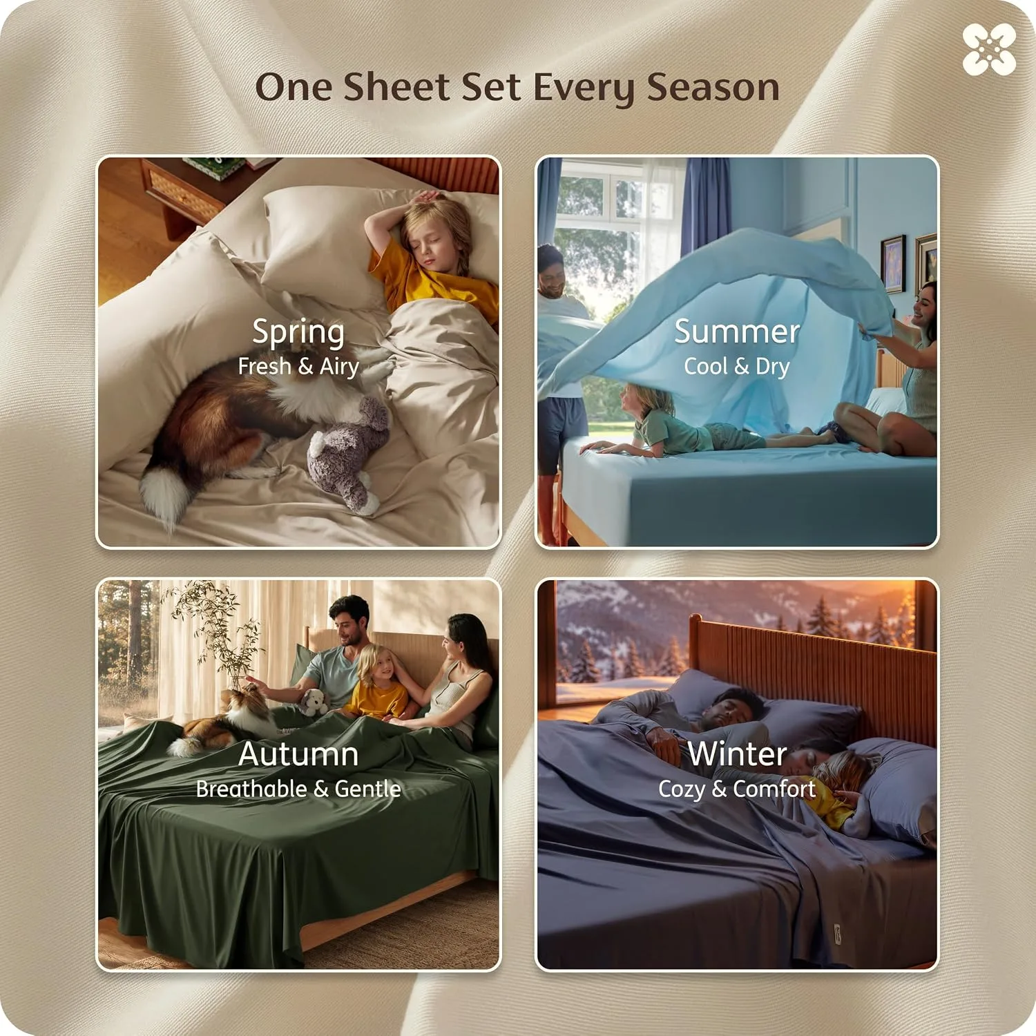 Bedsure PureWoven 100% Rayon Derived from Bamboo, Full Size Sheets, 4 PCS