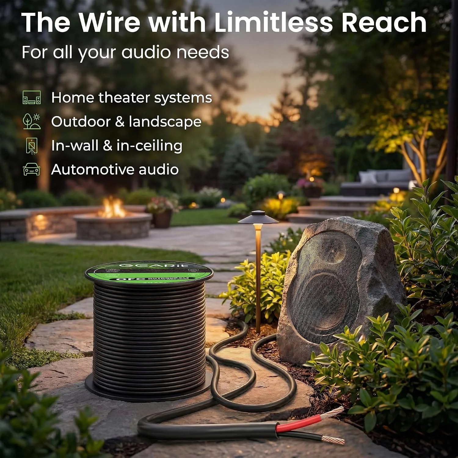 GEARit Speaker Wire 14 Gauge 100 ft, UL CL3 Rated 14 Gauge Wire Copper Wire